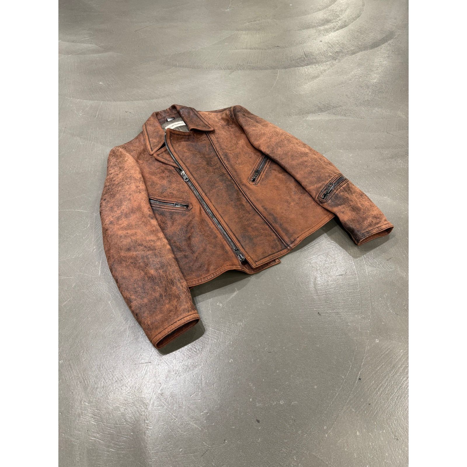 Giorgio Armani 1990s Emporio Armani eroded distressed zipper biker jacket Size XL / US 12-14 / IT 48-50 - 2 Thumbnail