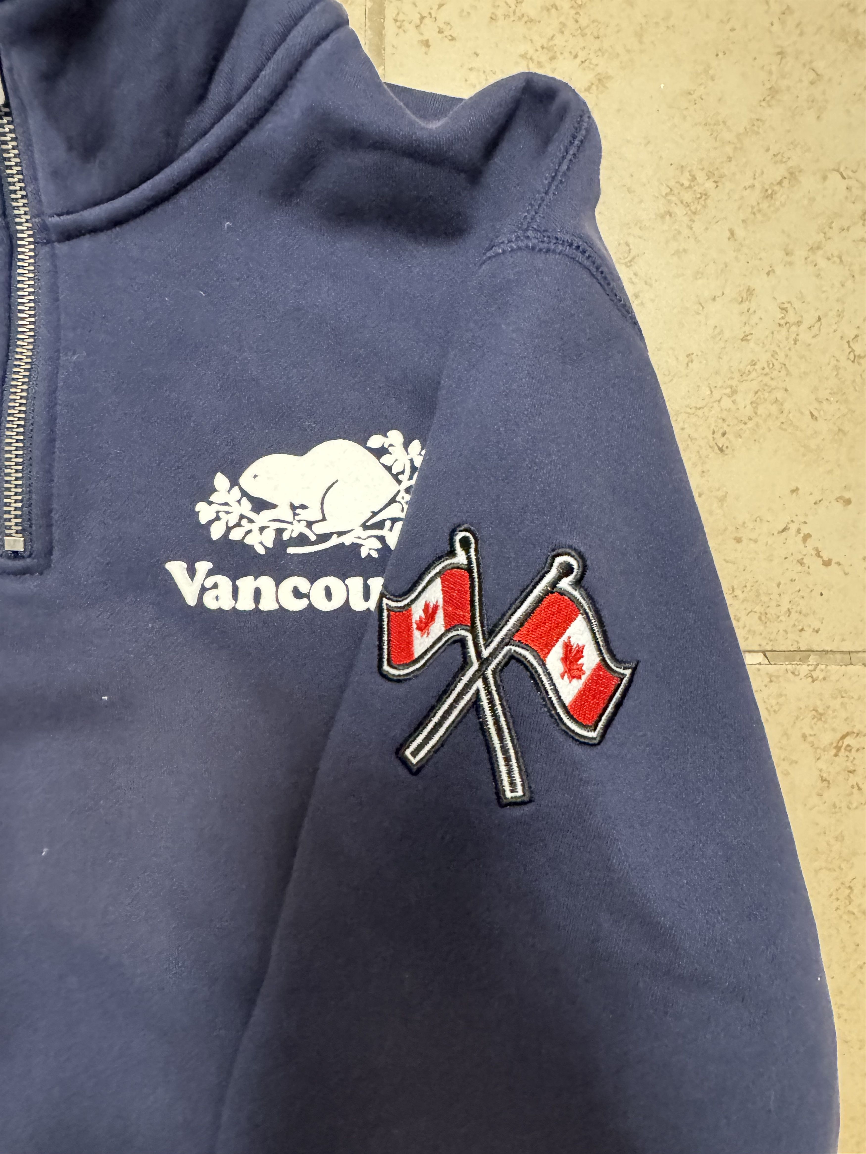 Roots Roots Vancouver Canada Quarter Zip Sweatshirt Blue Fleece L Size US L / EU 52-54 / 3 - 3 Thumbnail