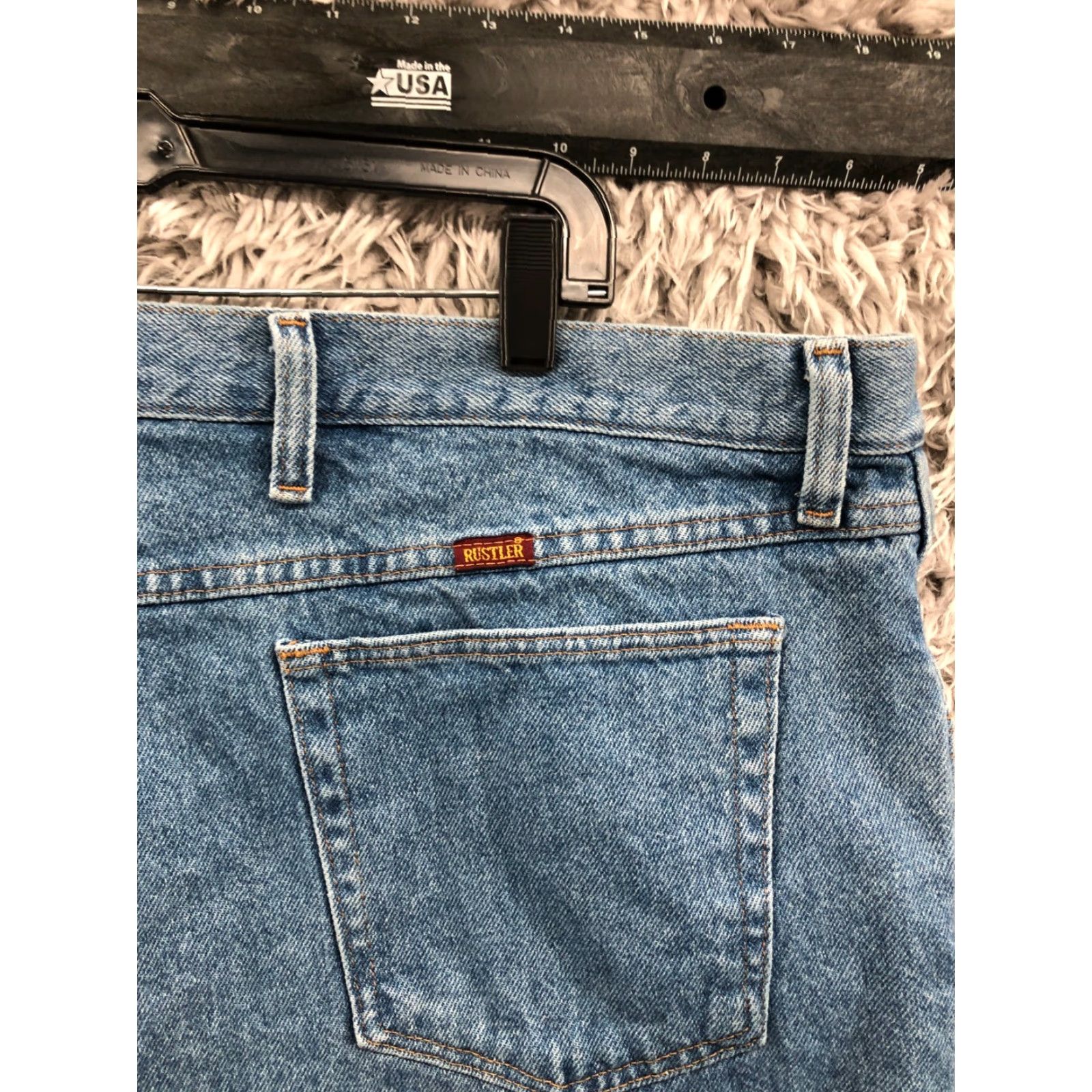 Denime Rustler Bermuda Shorts Mens Size 46 Denim Shorts 5-Pocket Regular Fit Dark Blue 10 in Inseam Mid Rise Belt Loops Casual Jeans Short Size US 30 / EU 46 - 5 Thumbnail