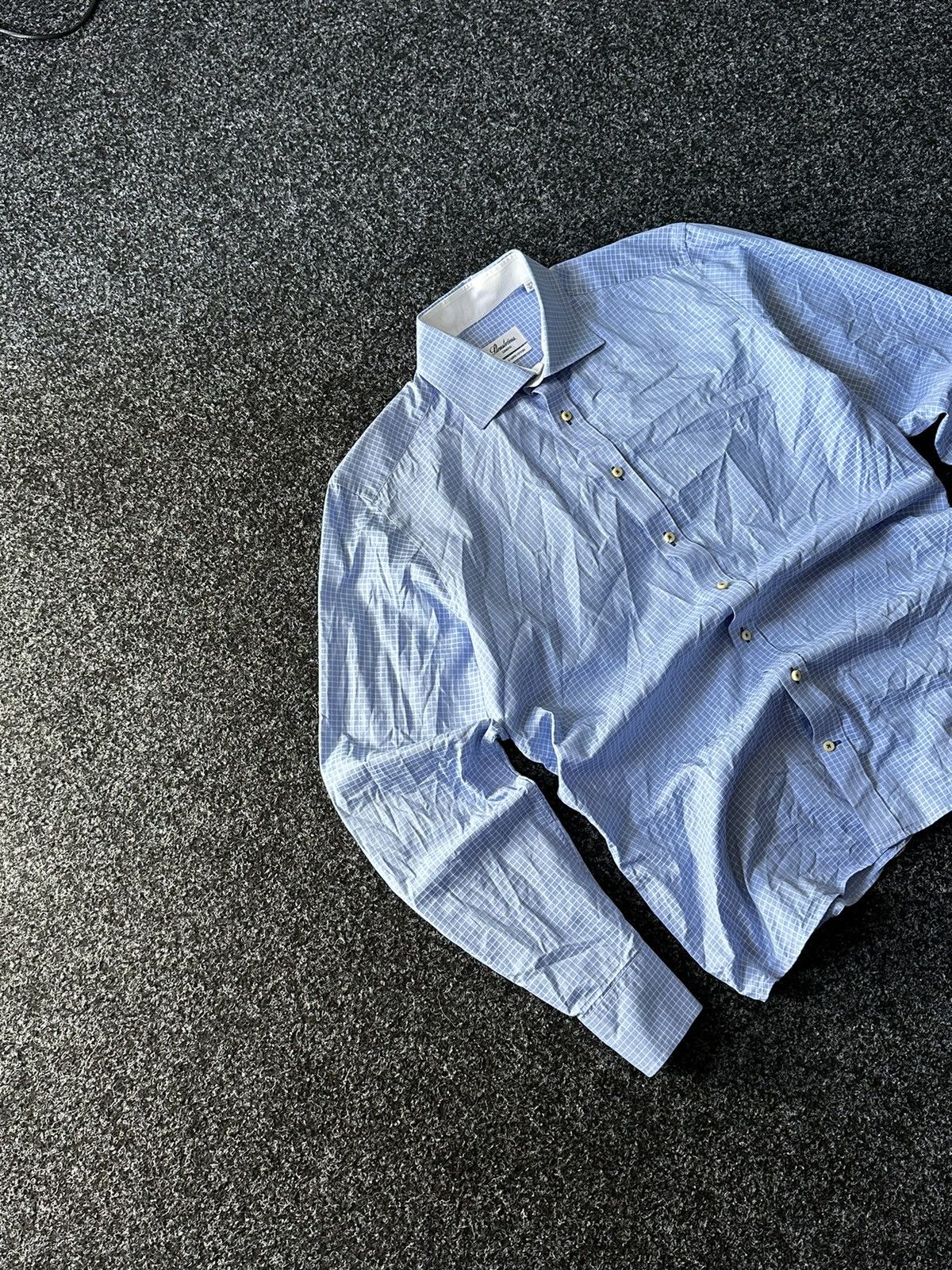Designer × Strenstroms × Vintage Strenstroms Men 16 1/2 42 M Casual Shirt flannel white-blue Size US L / EU 52-54 / 3 - 2 Thumbnail