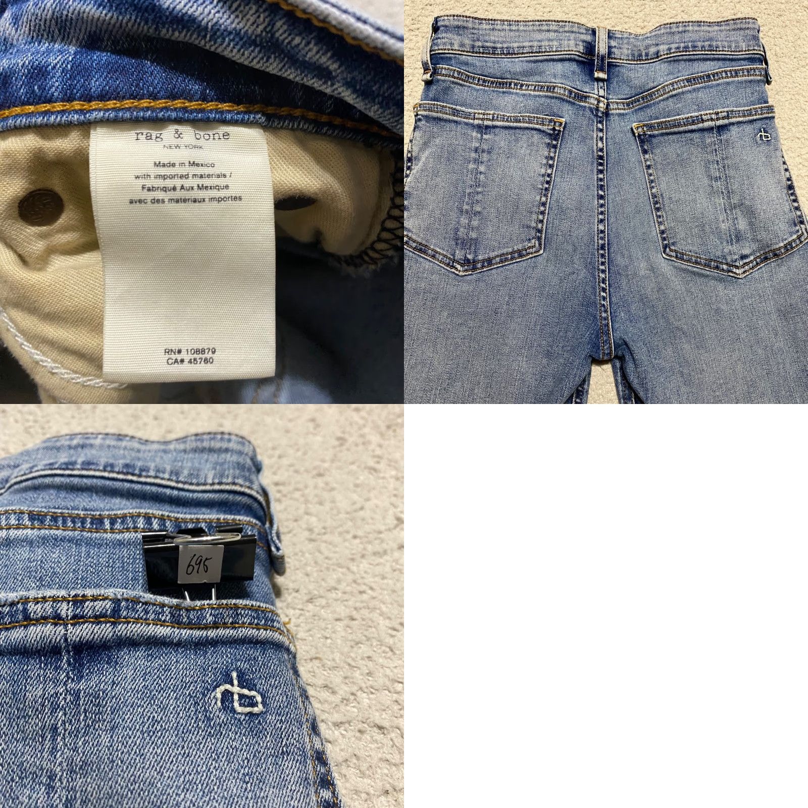 Rag & Bone rag & bone Jeans Womens Medium Blue Denim High Rise Skinny Distressed 26 Regular Size Size 26" / US 2 / IT 38 - 9 Thumbnail