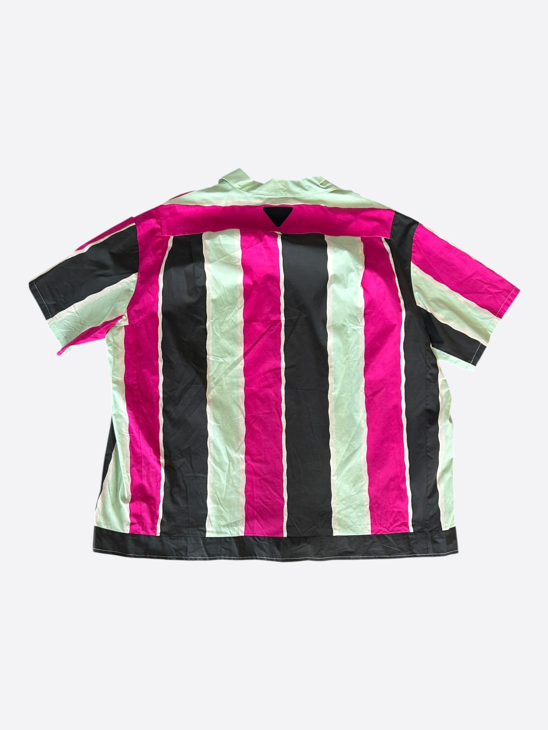 Prada Prada Pink & Multicolor Striped Logo Button Up Shirt Size US XXL / EU 58 / 5 - 2 Thumbnail