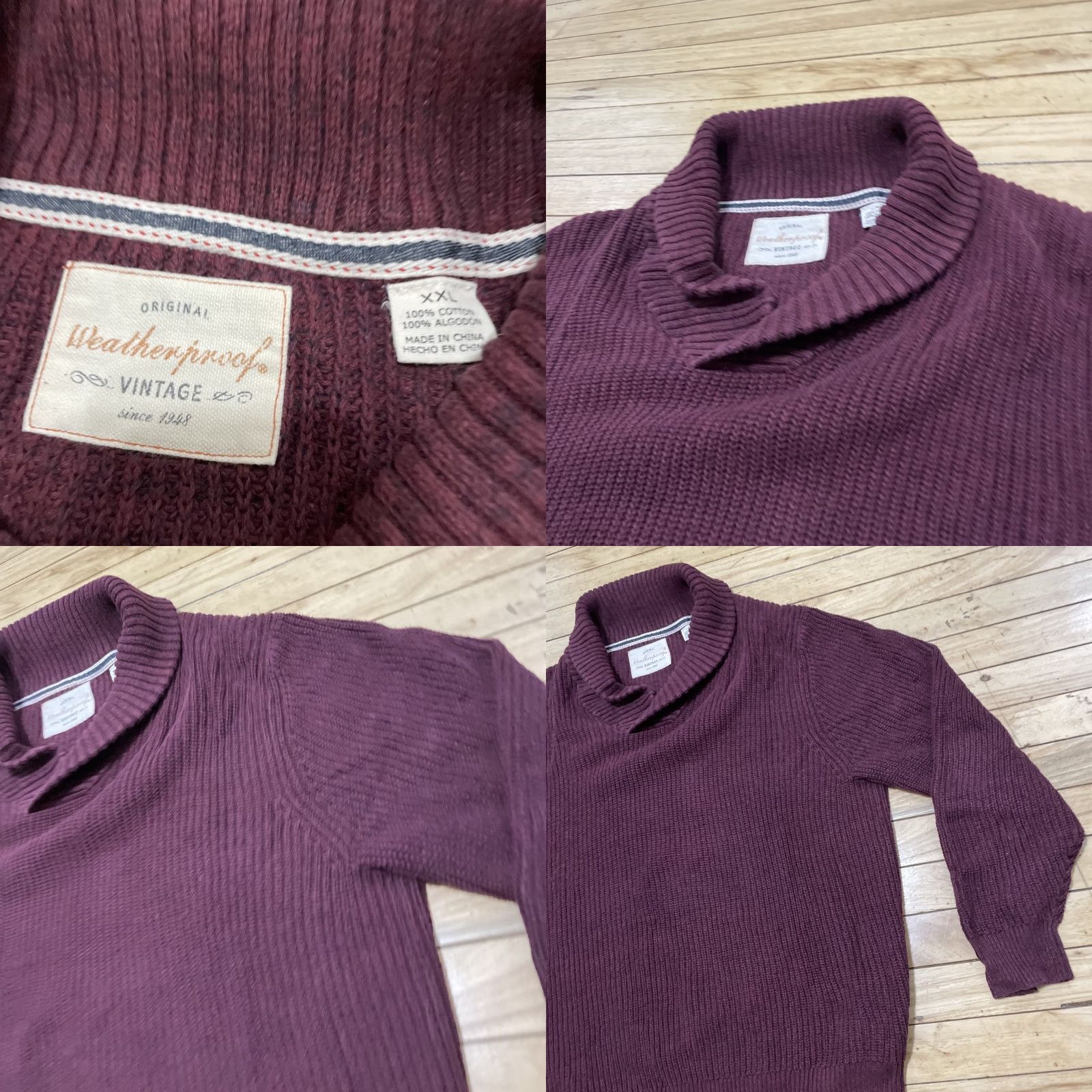 Weatherproof VINTAGE Weatherproof Sweater Men 2XL Pullover Cowl Maroon Heavyweight Knitted Knit Winter Casual Mens Size US XXL / EU 58 / 5 - 10 Thumbnail