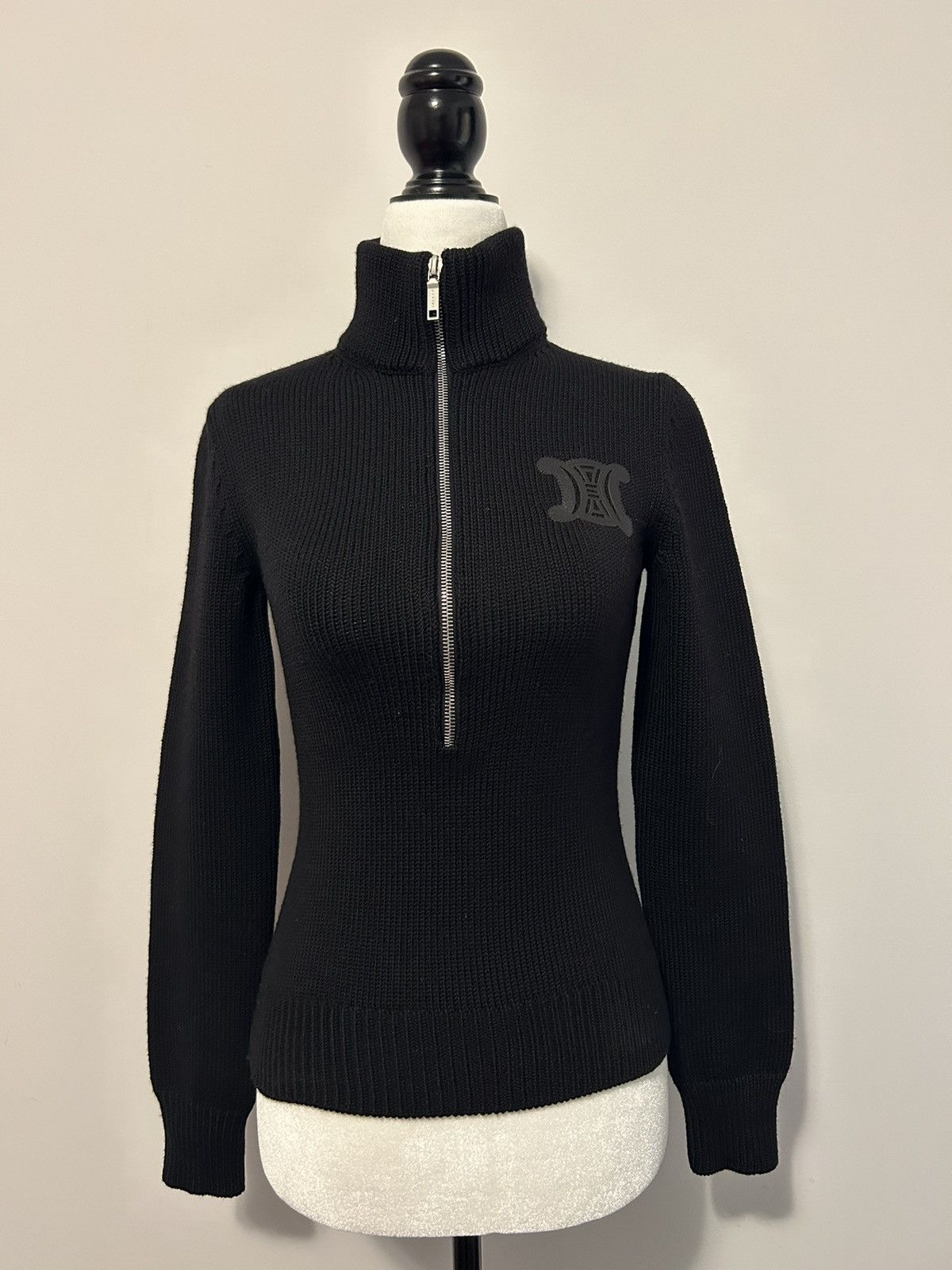 image of Celine Triomphe Knit in Black, Women's (Size Small)