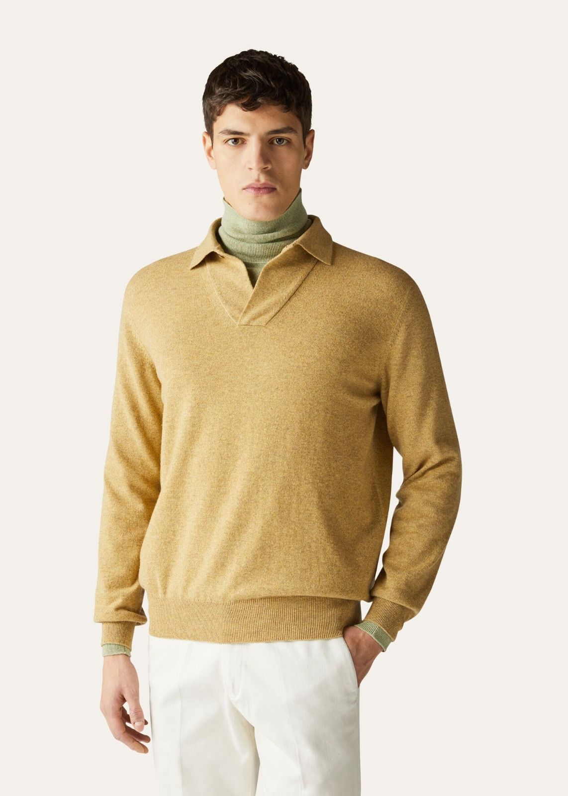 Loro Piana o1srvl11e1224 Open Polo Shirt in Yellow Size US S / EU 44-46 / 1 - 2 Thumbnail