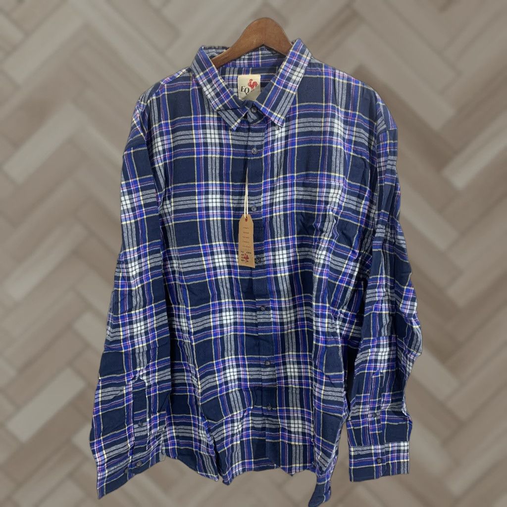 Vintage Eq Equilibrio Mens Button Front Shirt Plaid Long Sleeve 3XL Blue Pocket NWT Size US XXL / EU 58 / 5 - 1 Thumbnail