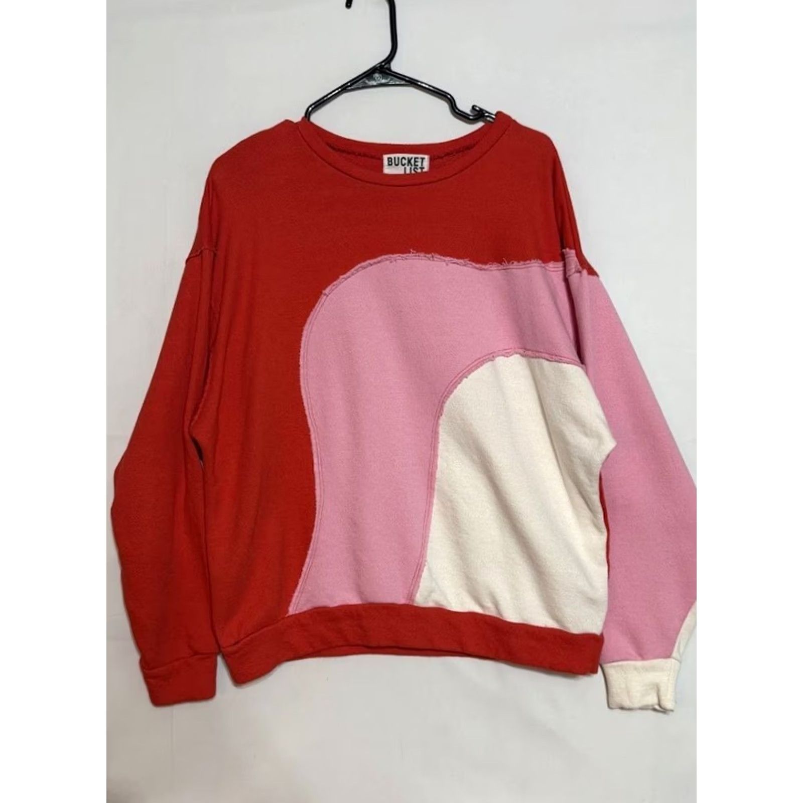 Pinko Bucket List Colorblock Sweatshirt Womens L Red Pink Crewneck Pullover Size L / US 10 / IT 46 - 2 Thumbnail