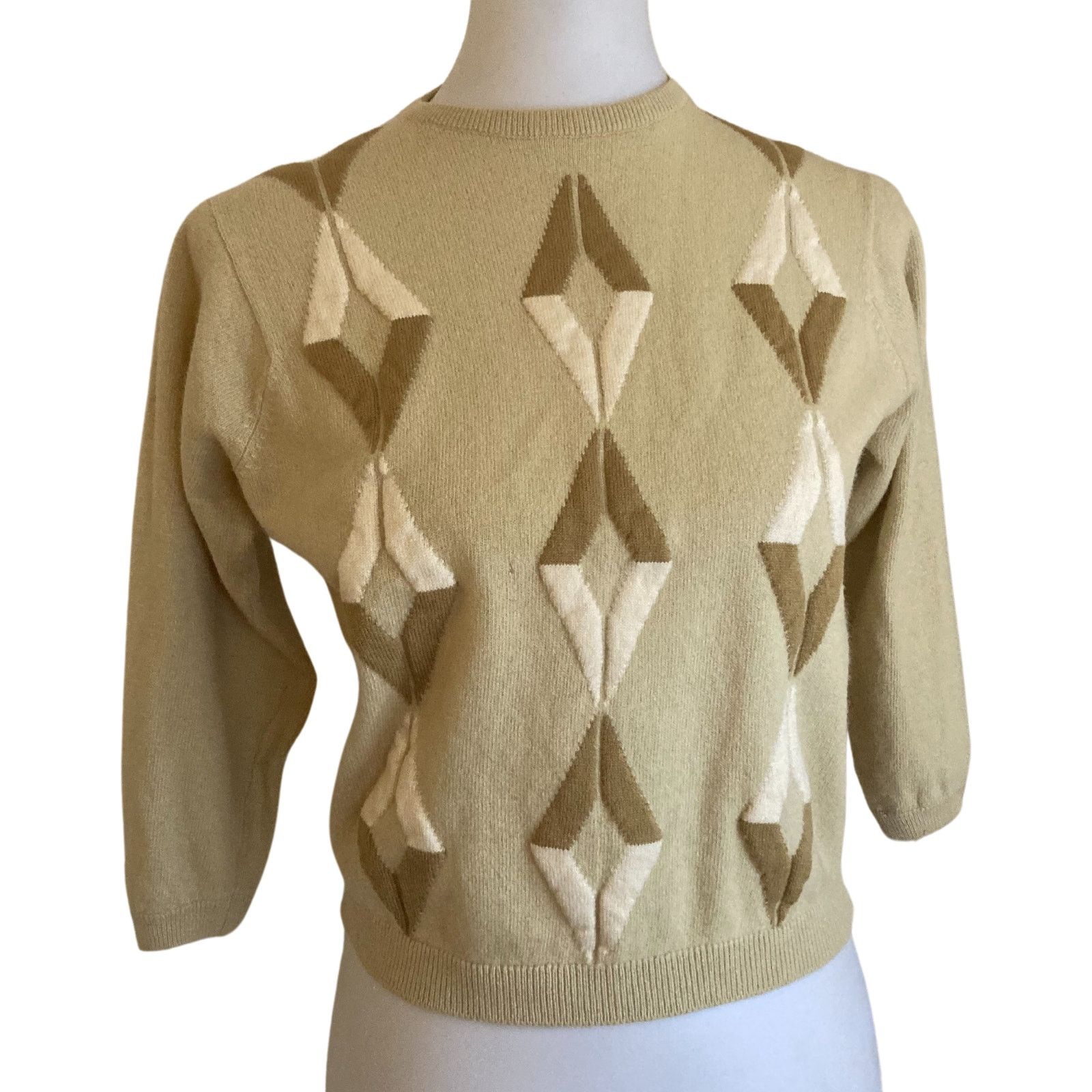 Vintage Rare 1970s Vintage Diamond Sweater, Small Size S / US 4 / IT 40 - 4 Thumbnail