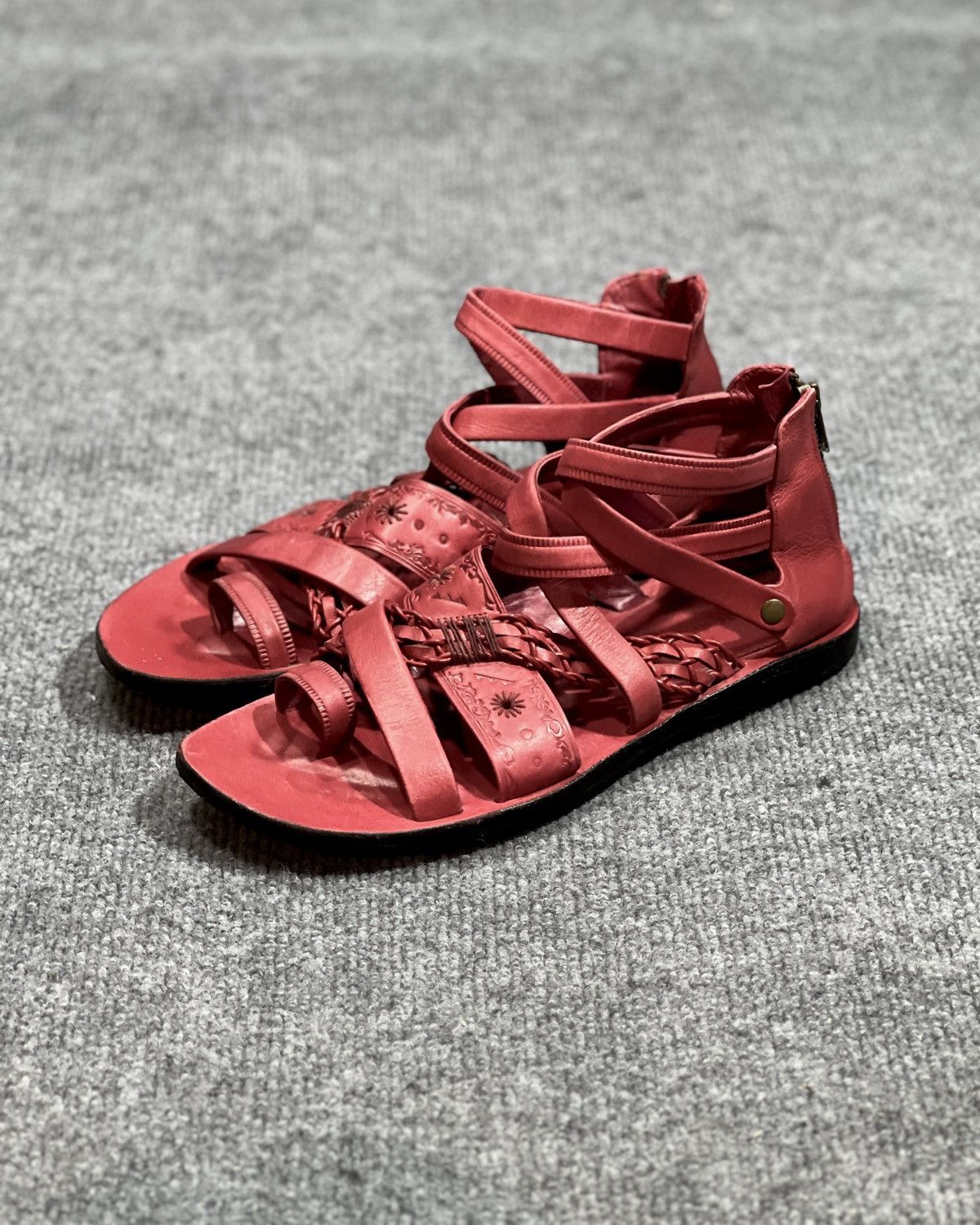 Alfredo Bannister Alfredo Bannister Red Leather Sandal Size US 9 / EU 42 - 1 Thumbnail