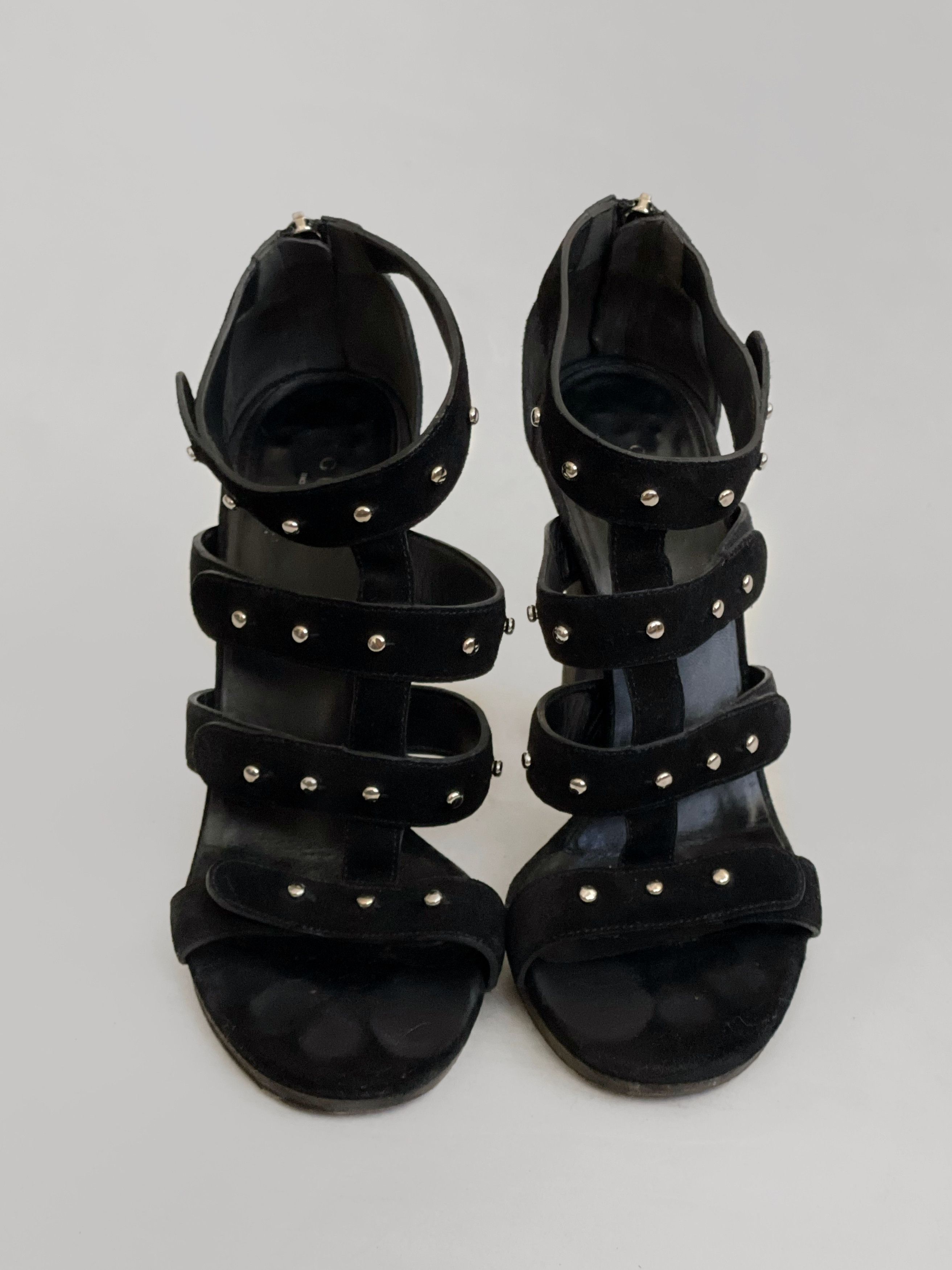 Gucci Gucci Vintage Studded Gladiator Sandals Black Suede Leather Size US 7.5 / IT 37.5 - 3 Thumbnail