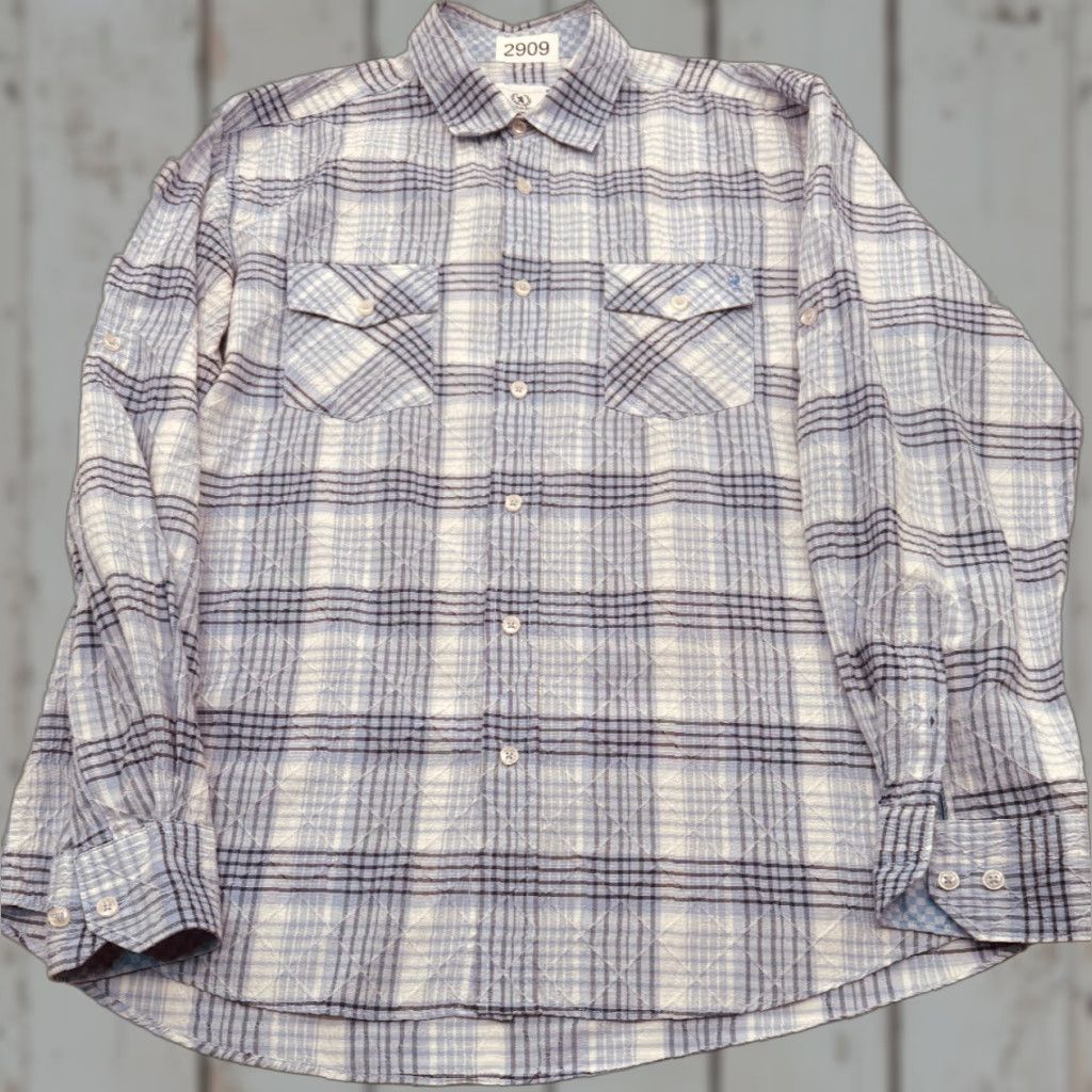BUGATCHI VINTAGE Bugatchi Long Sleeve Button Up Mens Large Check Shirt Reversible Cuffs 2909 Size US L / EU 52-54 / 3 - 1 Thumbnail