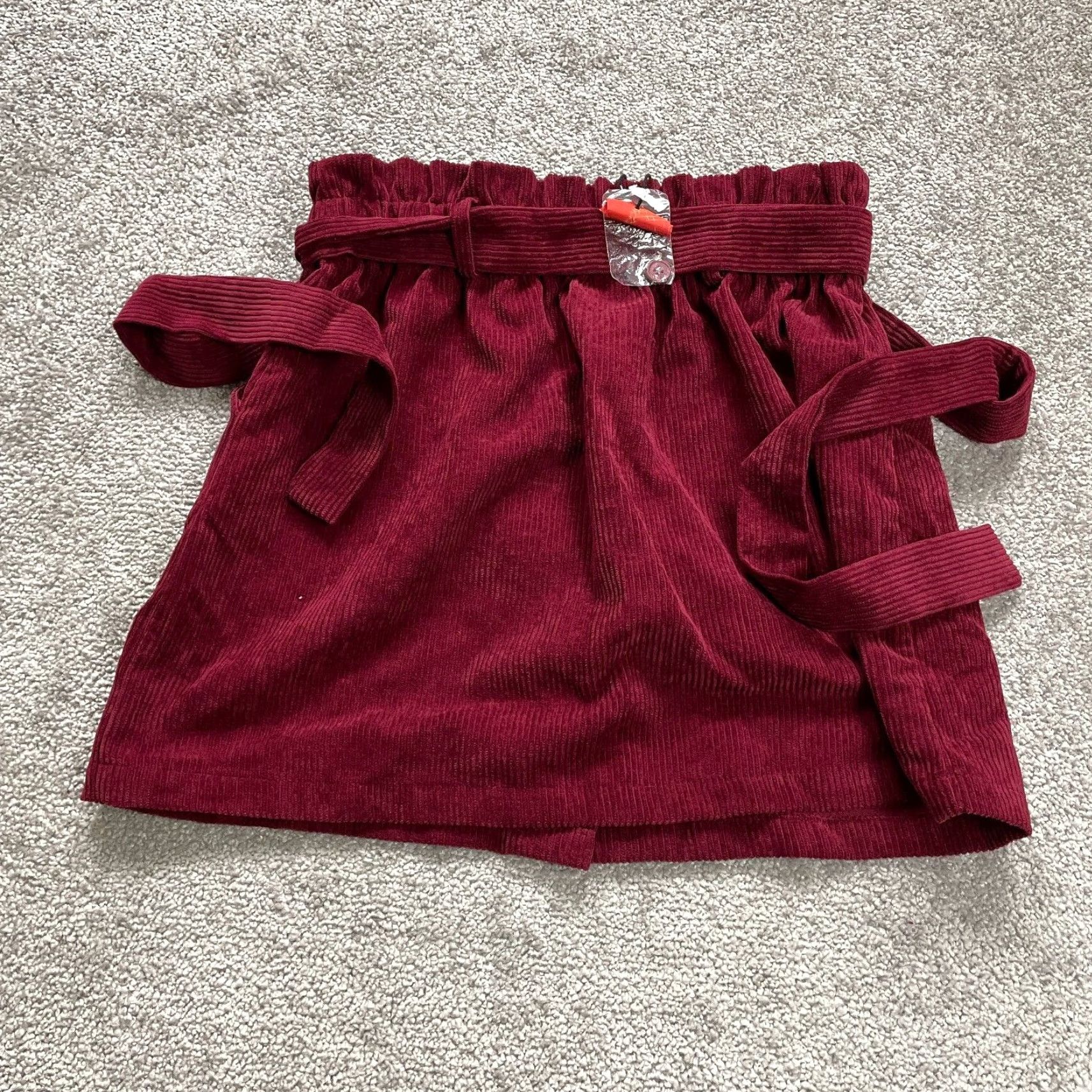 Cider Cider Brand Corduroy Skirt Mini Down Button Belted Red W30 Medium NWOT New Womens Size 32" / US 10 / IT 46 - 2 Thumbnail