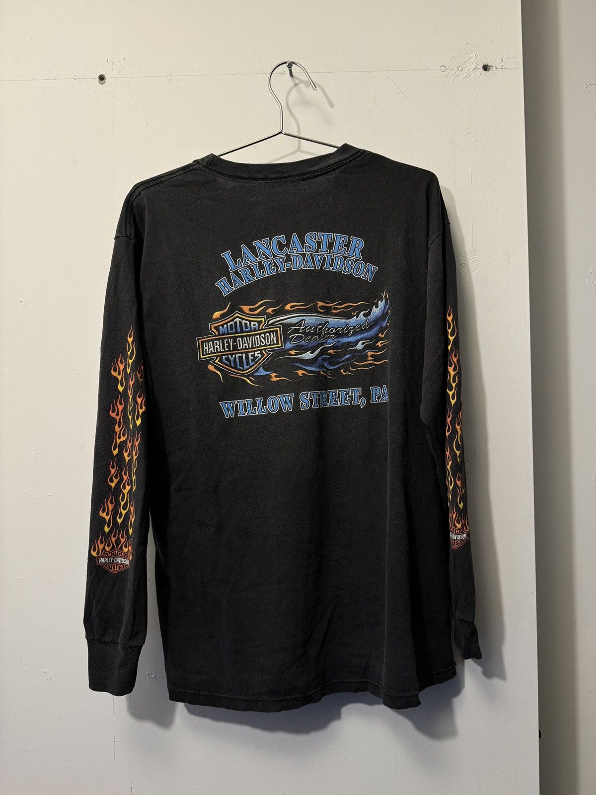 Harley Davidson Harley Thrashed Faded Distressed Flame Longsleeve ERD Grunge Size US L / EU 52-54 / 3 - 6 Thumbnail