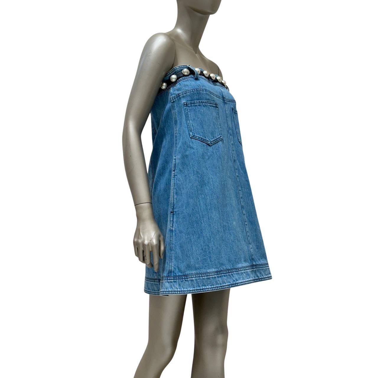 Chanel Chanel 2013 Strapless Denim Pearl Belt Dress with Sz. 38 Size S / US 4 / IT 40 - 2 Thumbnail