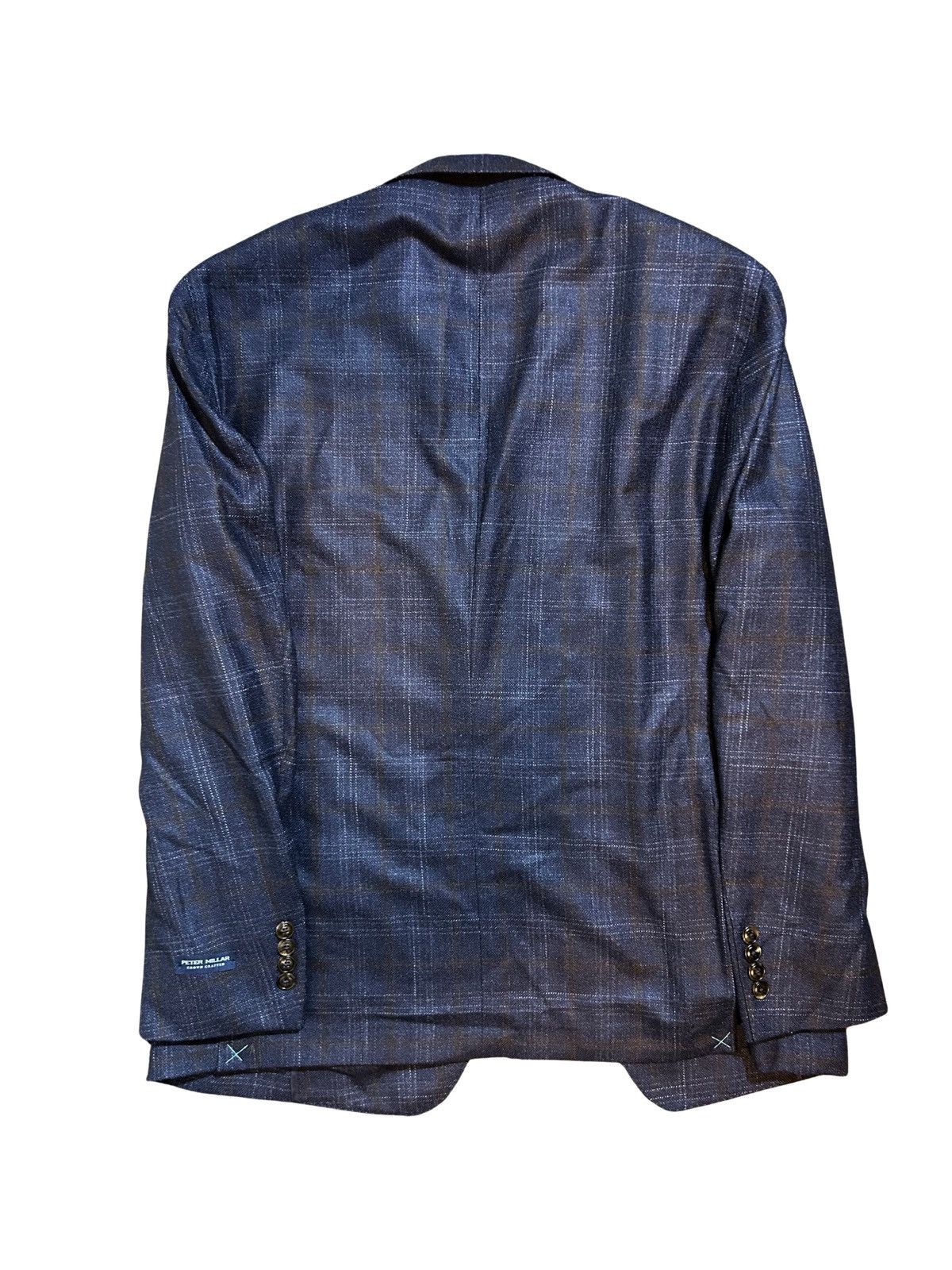 Peter Millar Peter Millar Navy Windowpane Plaid Jacket Sport Coat 44R Size 44R - 3 Thumbnail