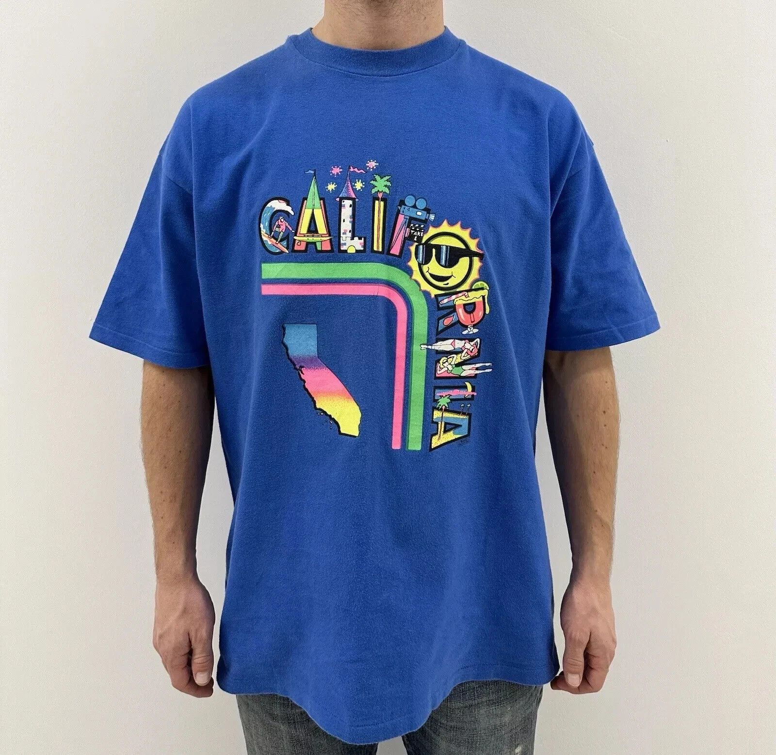 Hanes HANES VINTAGE 1990s T-SHIRT Faded CALIFORNIA Single Stitch Size US XL / EU 56 / 4 - 1 Thumbnail
