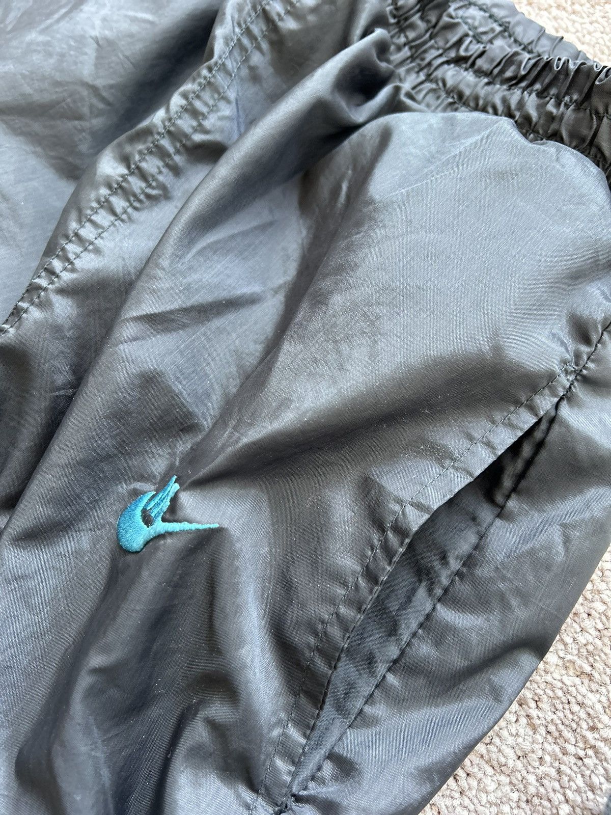 Nike × Vintage Vintage 90s Teal Logo Nike Track Pants Size US 29 - 6 Thumbnail