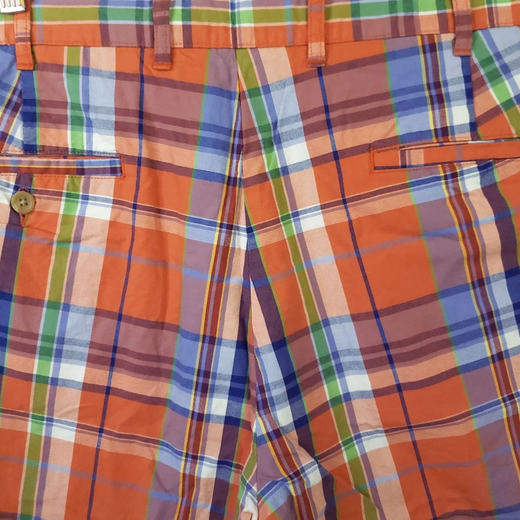 Bills Khakis Bills Khakis Men's Shorts Orange Multicolor Plaid 37x10 Flat Front Casual Size US 37 - 7 Thumbnail