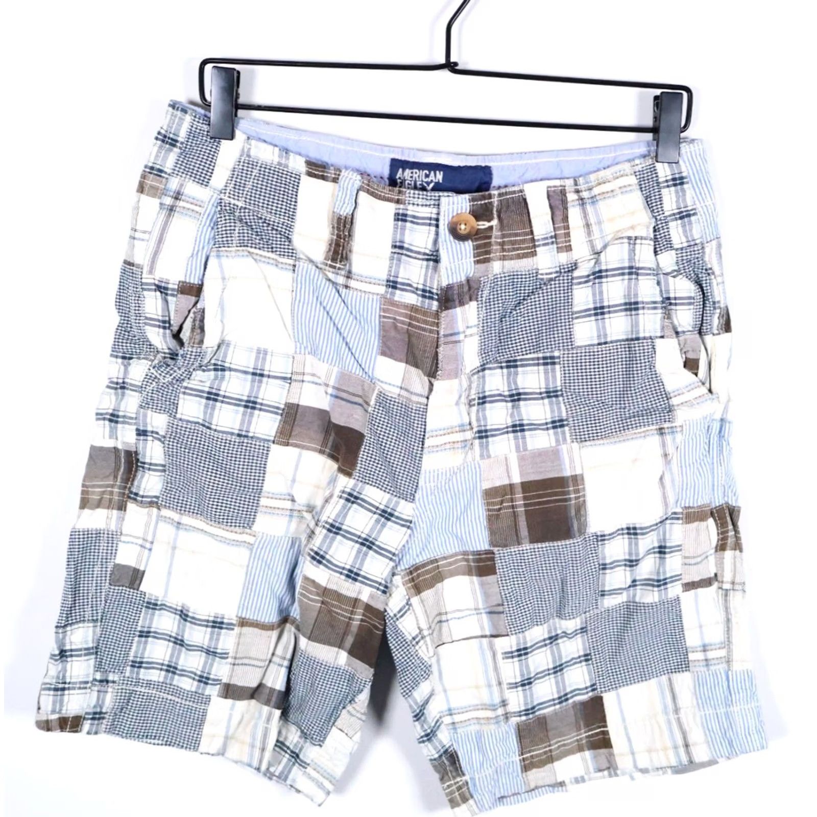 American Eagle Outfitters VINTAGE American Eagle Outfitters Patchwork Madras Shorts Men 32 x 9 White Blue Plaid Size US 32 / EU 48 - 2 Thumbnail