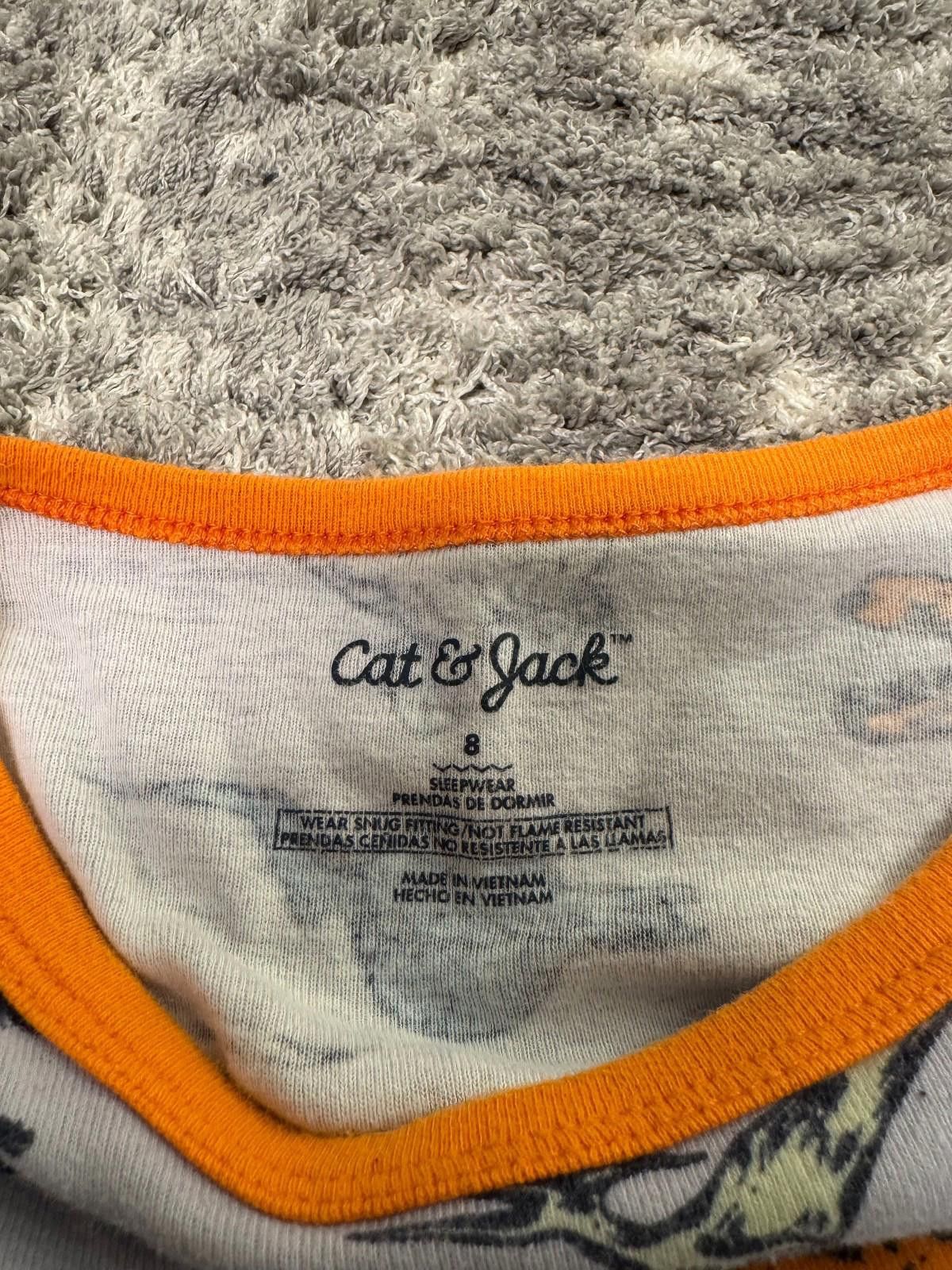 Other Cat & Jack Boys Pajama Set Sz 8 Dinosaur Gray & Orange 2pc Size ONE SIZE - 7 Thumbnail