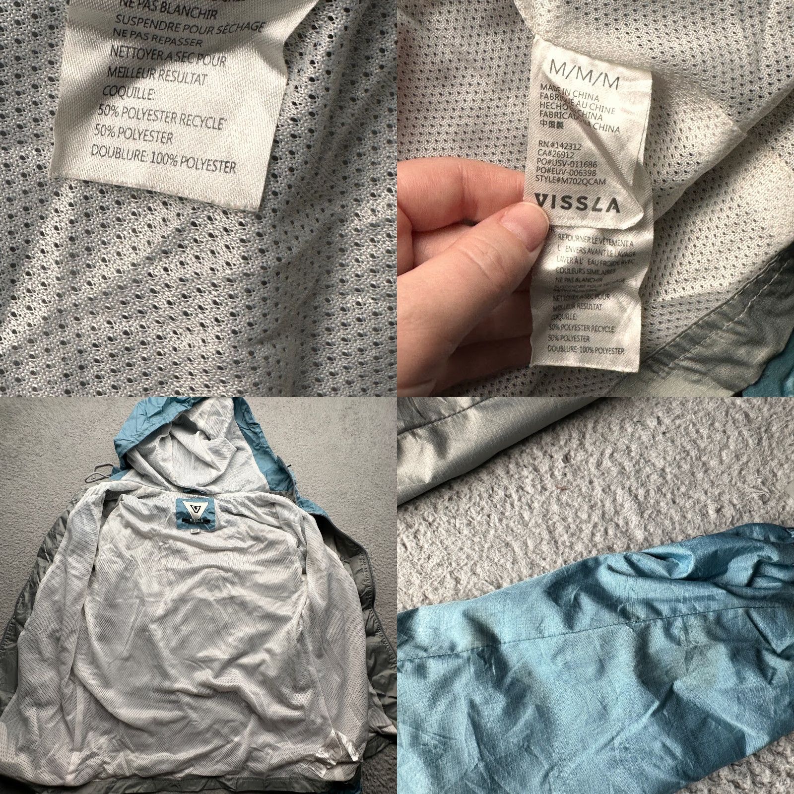 Vissla Vissla Windbreaker Jacket Men M Camper Eco Blue Gray Hooded Vintage: No, M, Regular Fit Size US M / EU 48-50 / 2 - 9 Thumbnail