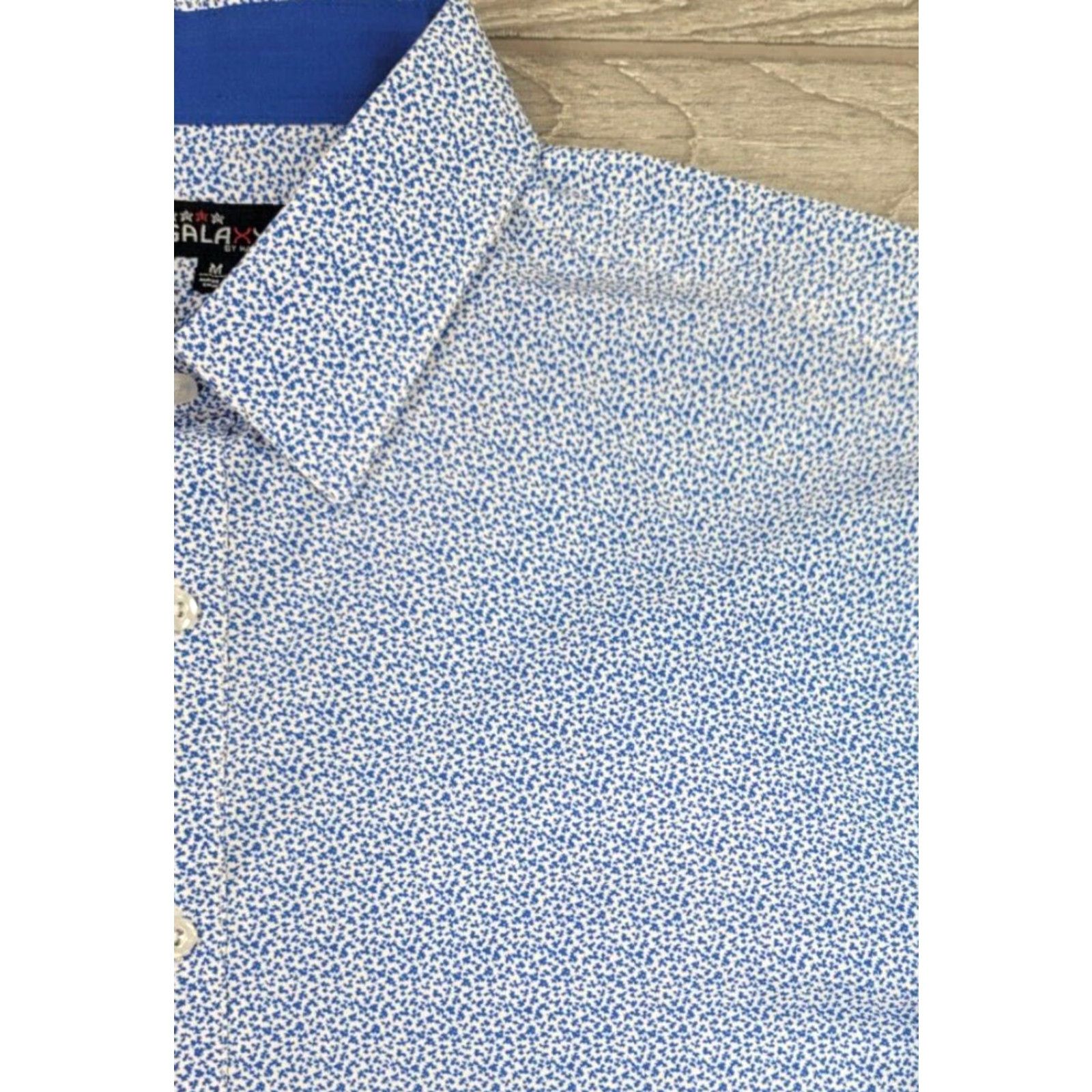 Vintage Galaxy by Harvic Button-Up Shirt Men M Blue Floral Long Sleeve Casual Shirt Size US M / EU 48-50 / 2 - 4 Thumbnail
