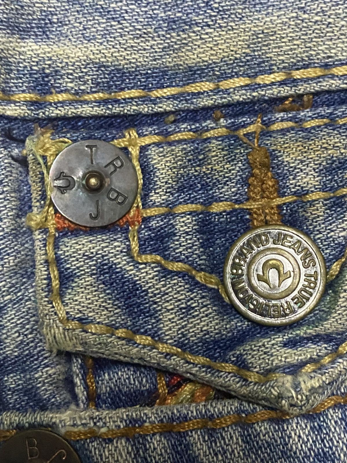 Tornado Mart True Religion Light Wash Super Flare Distressed Jeans Size US 29 - 12 Thumbnail