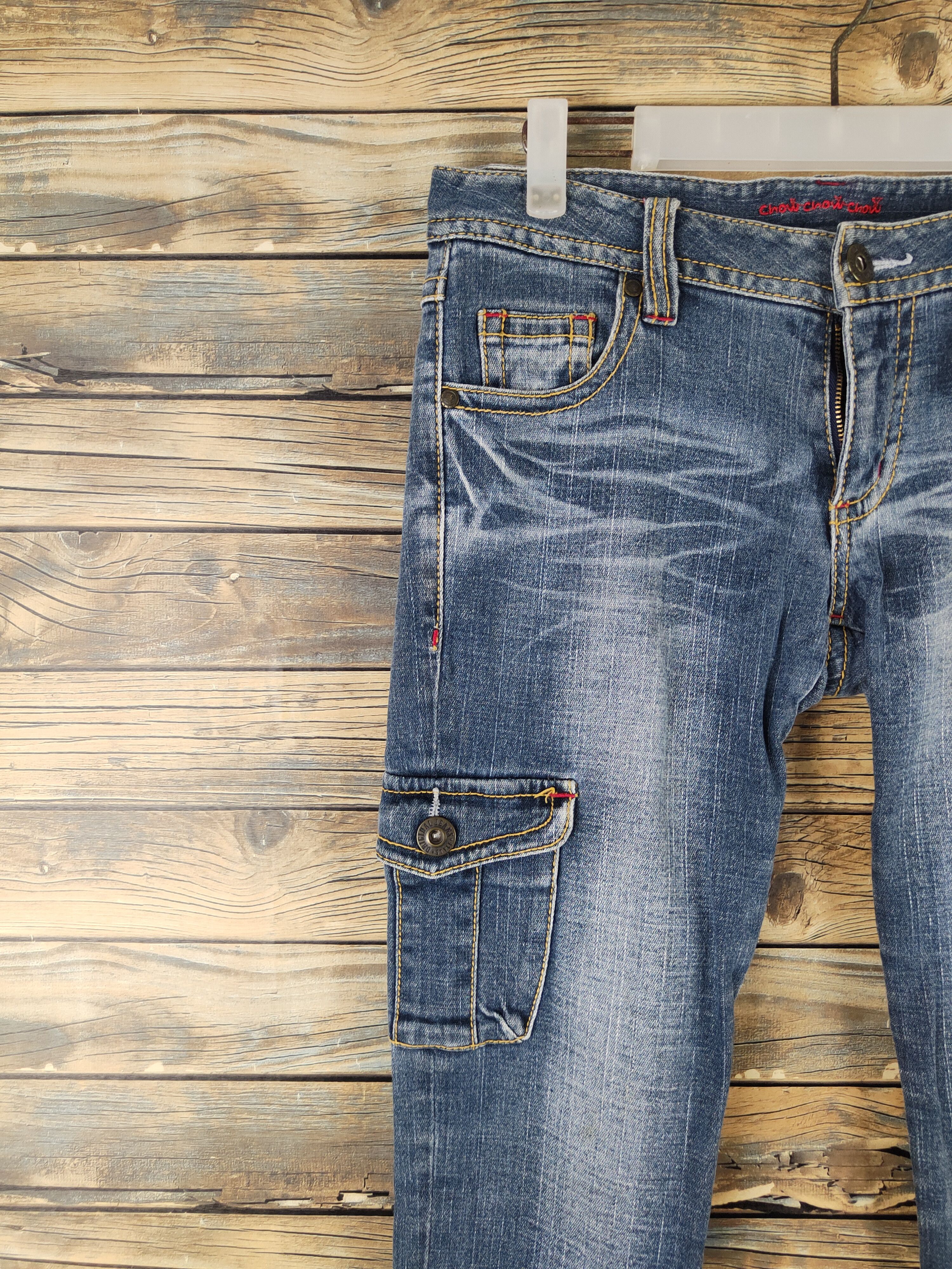 Japanese Brand DL Chow Chow Chow Blue Distressed Ripped Jeans #2342 Size 28" / US 6 / IT 42 - 3 Thumbnail