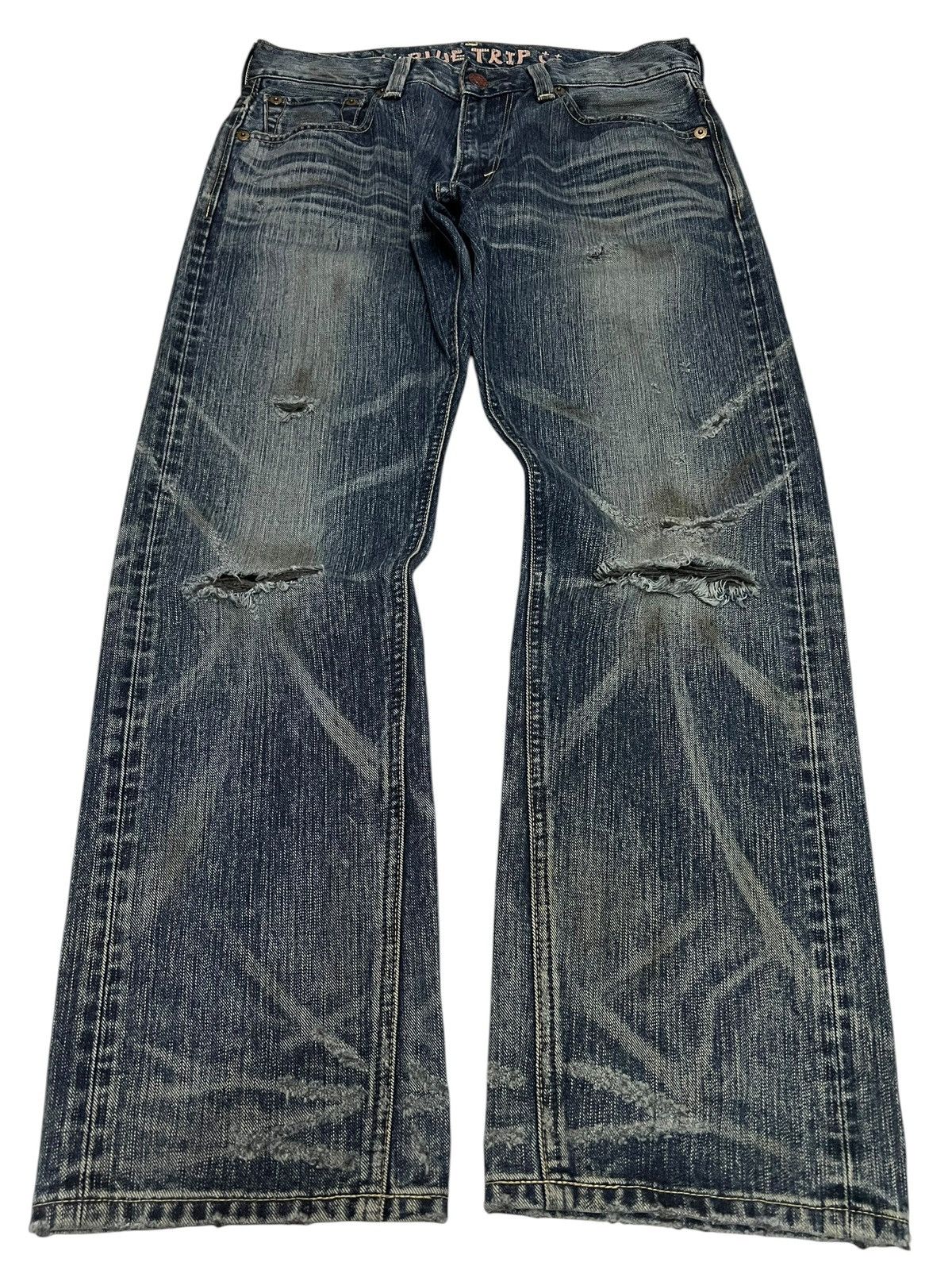 Edwin Vintage Edwin 503 Blue Trip Distress Jean Size US 32 / EU 48 - 1 Thumbnail