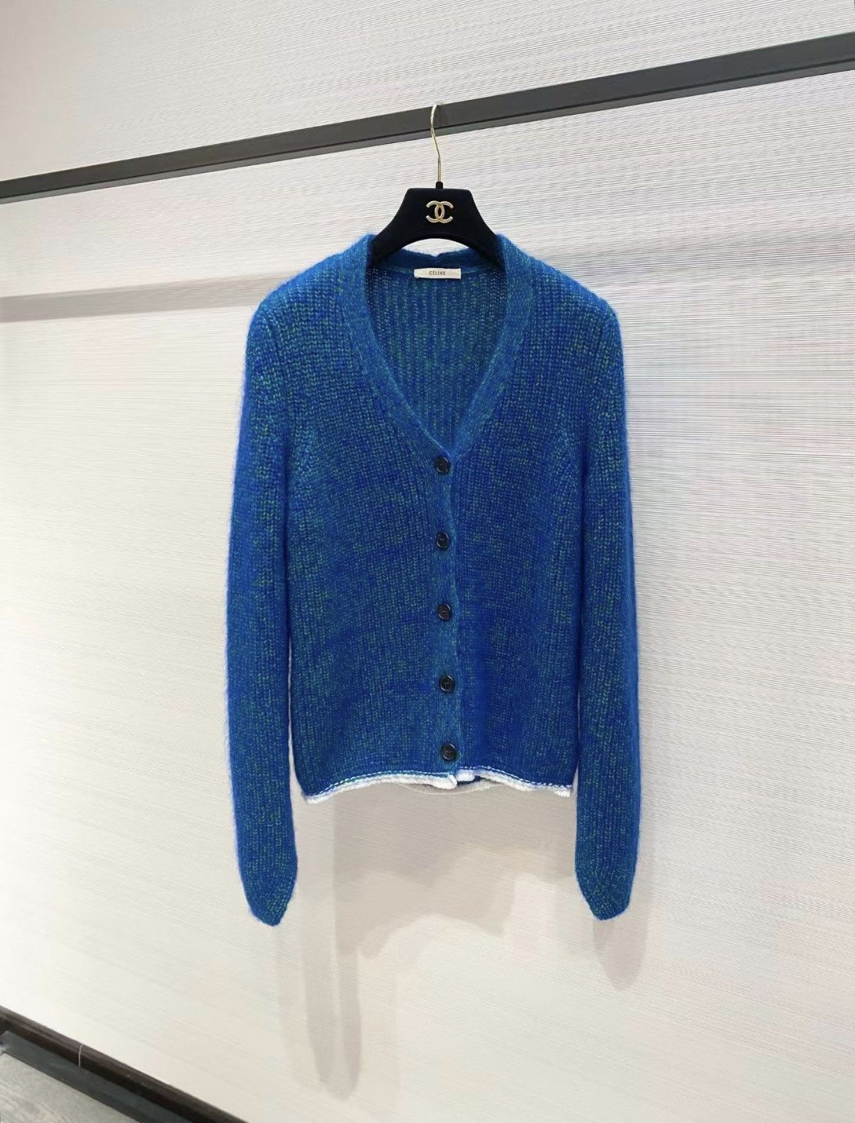 Celine Celine Classic Peacock Blue Mohair Blend Knit Cardigan J33 Size XS / US 0-2 / IT 36-38 - 1 Thumbnail