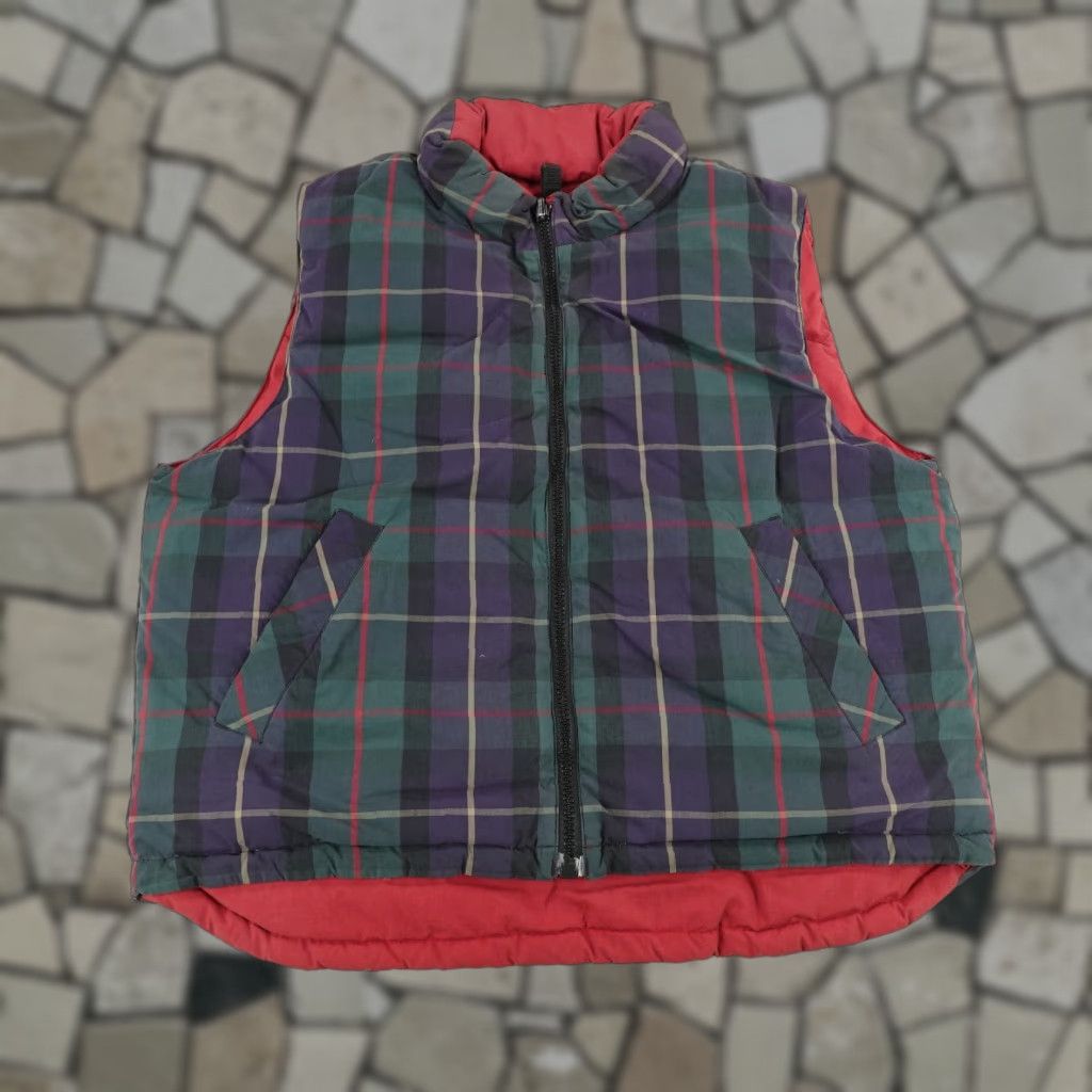 Eddie Bauer Vintage Eddie Bauer Vest Men Medium Red Green Blue Tartan Reversible Goose Down Jacket Coat Down Insulation Lining Polyester Polyester Pockets Zipper Size US M / EU 48-50 / 2 - 1 Thumbnail