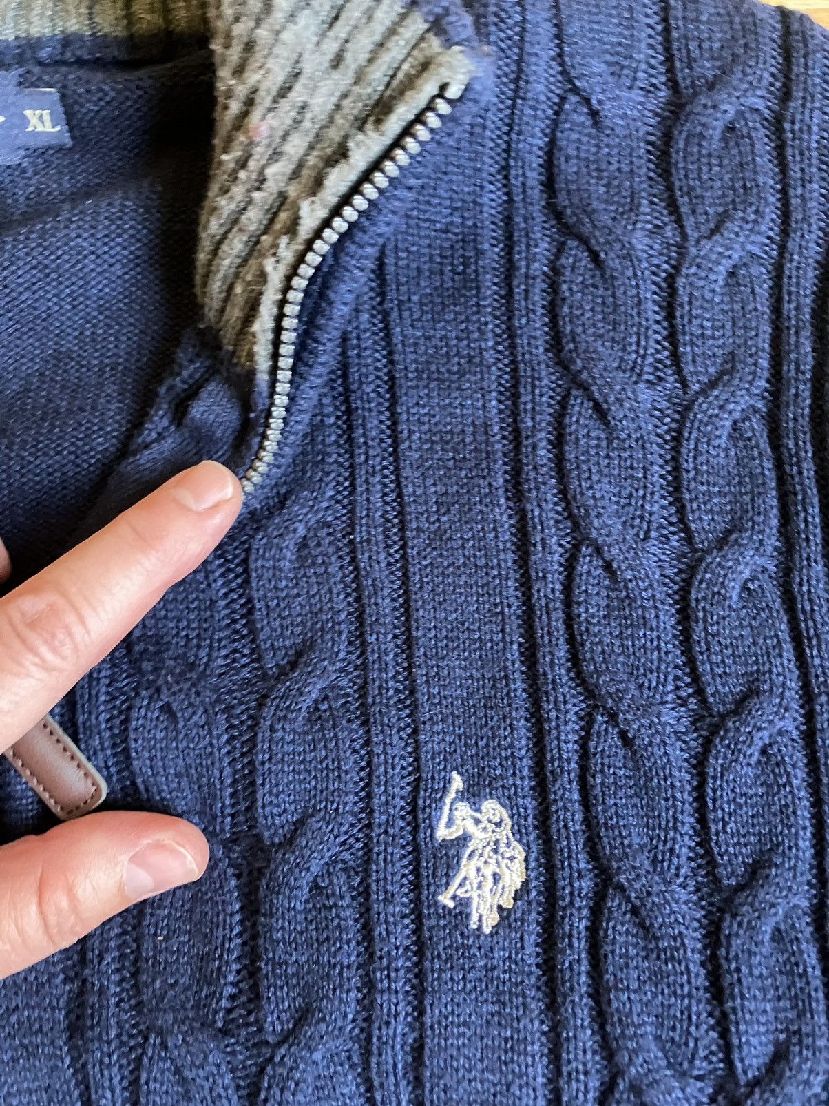 Polo Ralph Lauren Polo Ralph Lauren Dark Blue 1/4 zip cable knit sweater sz XL Size US XL / EU 56 / 4 - 2 Thumbnail