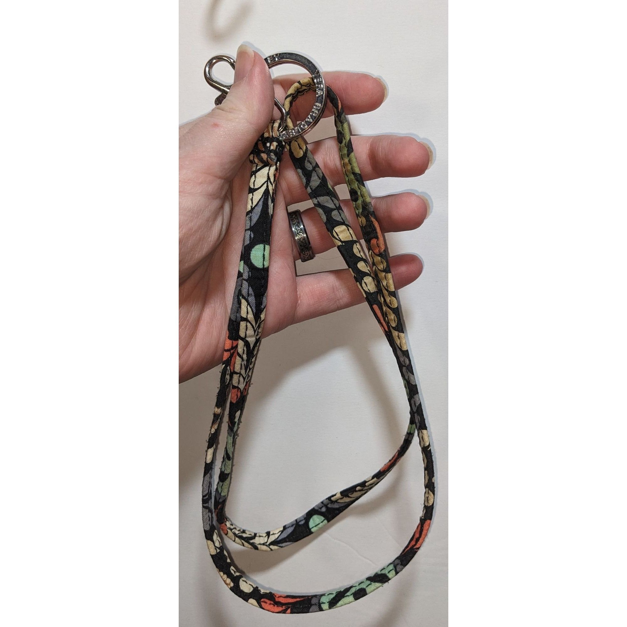Vera Bradley Vera Bradley Black Floral Fabric Lanyard With Metal Ring & C Size ONE SIZE - 1 Thumbnail
