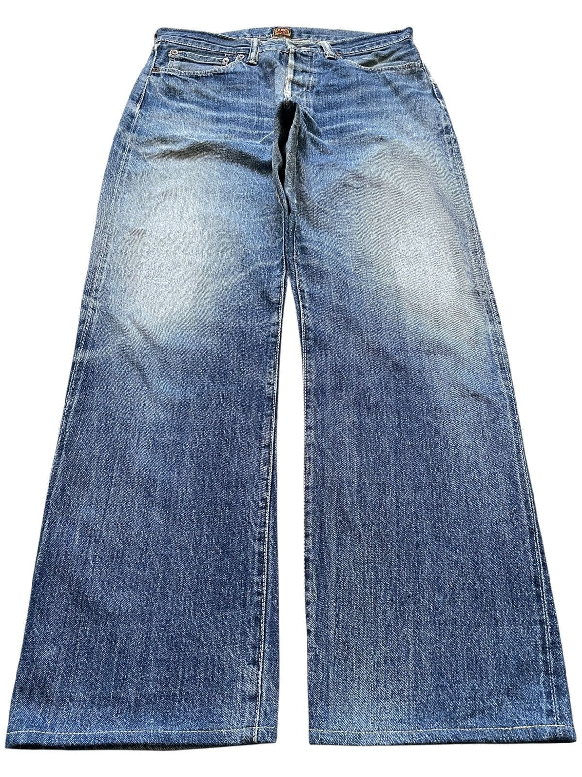 The Real McCoy's Vintage 80s Real Mc Coy Selvedge Distressed Loose Baggy Jean Size US 33 - 2 Thumbnail