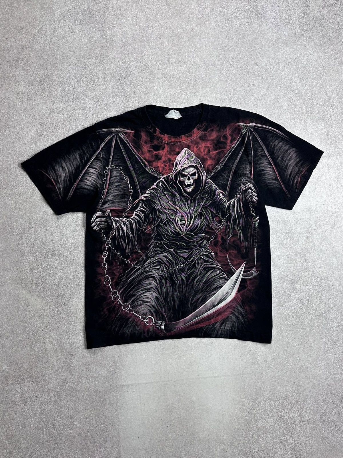 Affliction Vintage 90s Skeleton Y2K Grunge Boxy T-shirt L Size US L / EU 52-54 / 3 - 1 Thumbnail