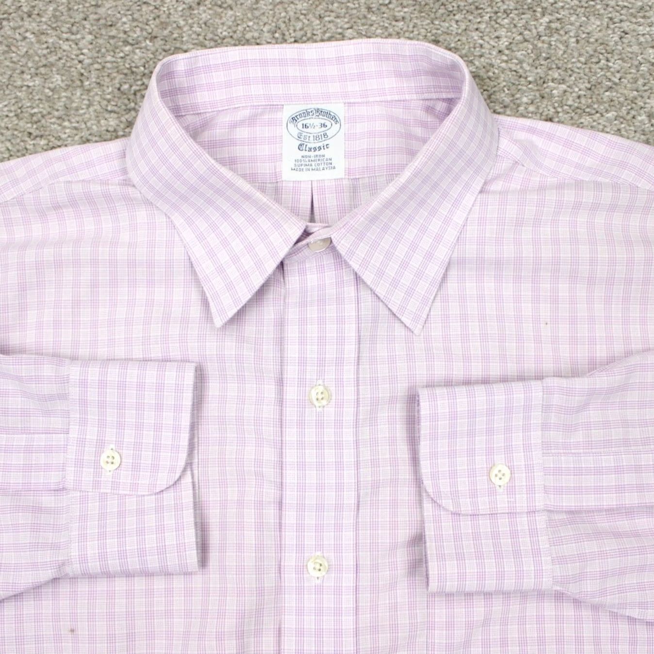 Brooks Brothers Brooks Brothers Shirt Mens 16 1/2 36 Pink Non-Iron Supima Cotton L/S Dress Shirt Size US XL / EU 56 / 4 - 2 Thumbnail