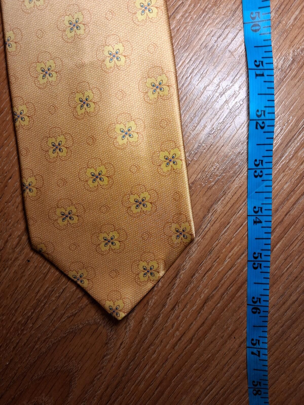 Jos. A. Bank NEW Jos A Bank Silk Tie Gold Floral Made in Italy Wide Size ONE SIZE - 6 Thumbnail