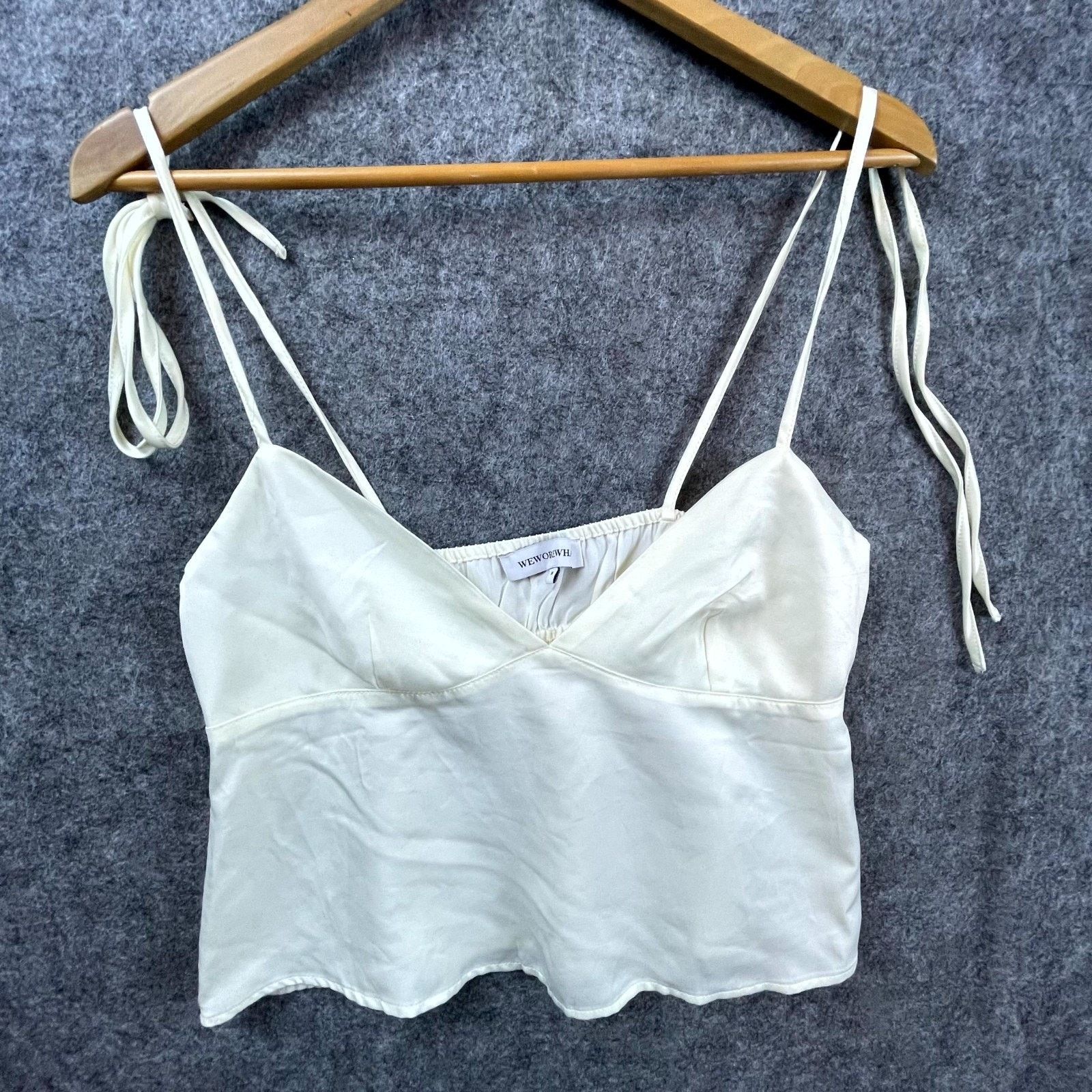 WeWoreWhat Weworewhat Cropped Camisole Top Womens M Off White Strappy Size M / US 6-8 / IT 42-44 - 1 Thumbnail