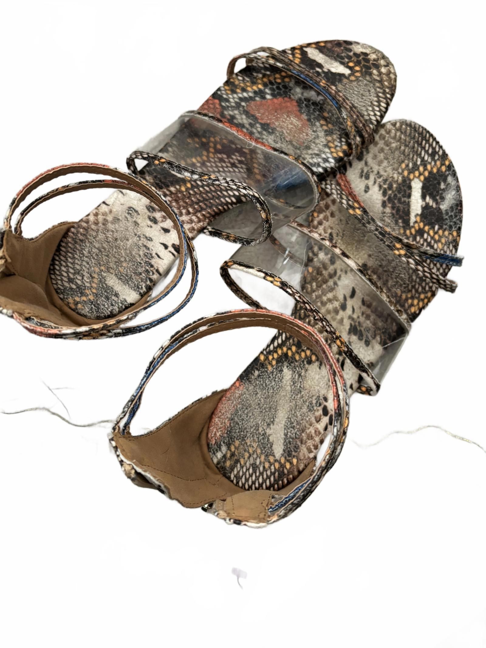 Designer EUC! Stylish Snakeskin Print Sandals with Clear Straps 7 Size US 7 / IT 37 - 3 Thumbnail