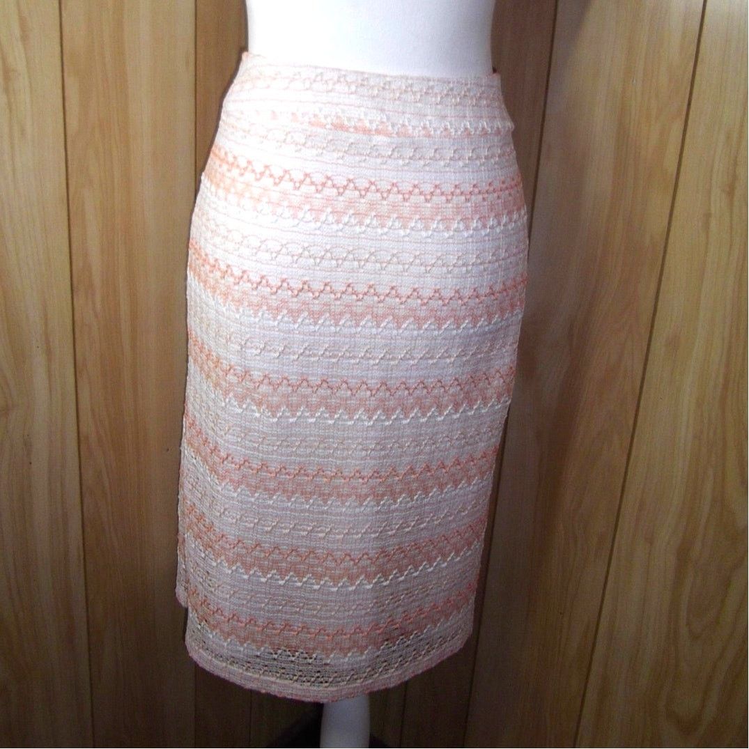 Other Cato Vintage Textured Lace Striped Lined A-line Midi Skirt M Size 32" / US 10 / IT 46 - 2 Thumbnail