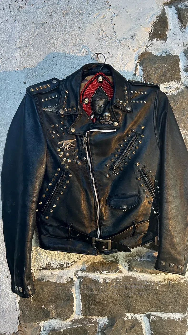 Schott Schott Vintage cable-stayed motorcycle leather jacket Size US M / EU 48-50 / 2 - 1 Thumbnail