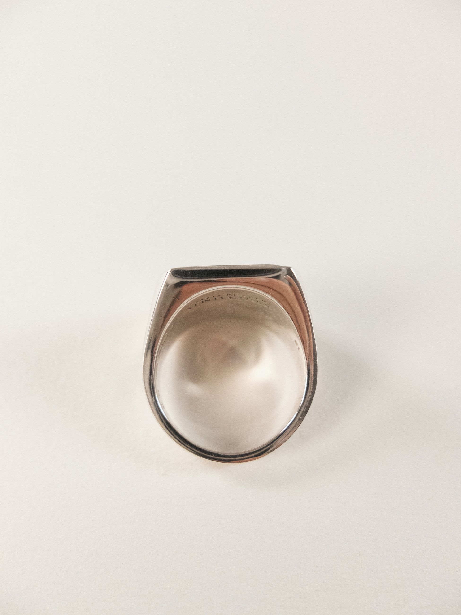 Bottega Veneta BOTTEGA VENETA blue enamel & silver signet ring 9 19 q Size ONE SIZE - 4 Thumbnail