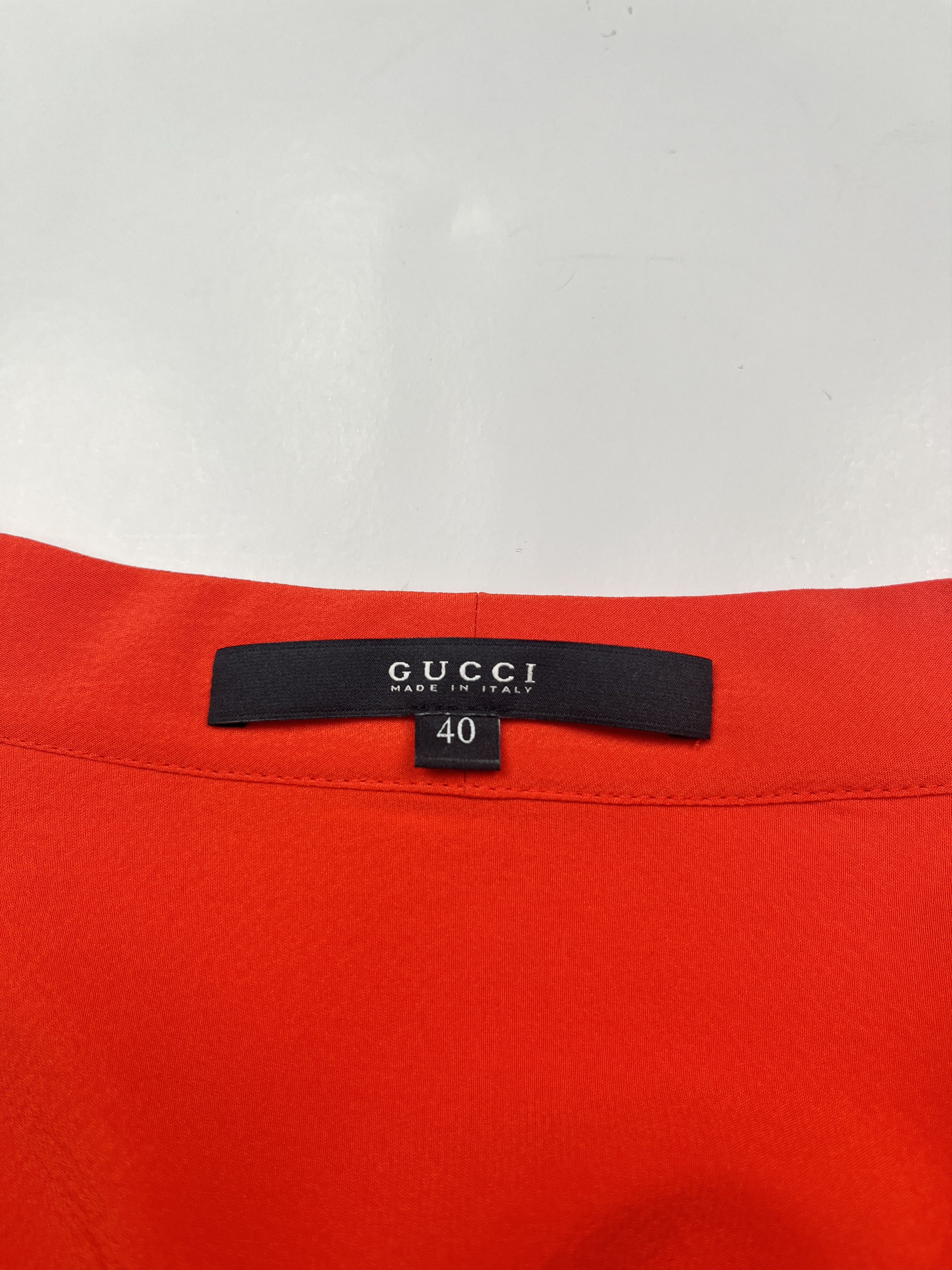 Gucci Gucci Orange Red Deep V Long Sleeve Blouse Size S / US 4 / IT 40 - 4 Thumbnail