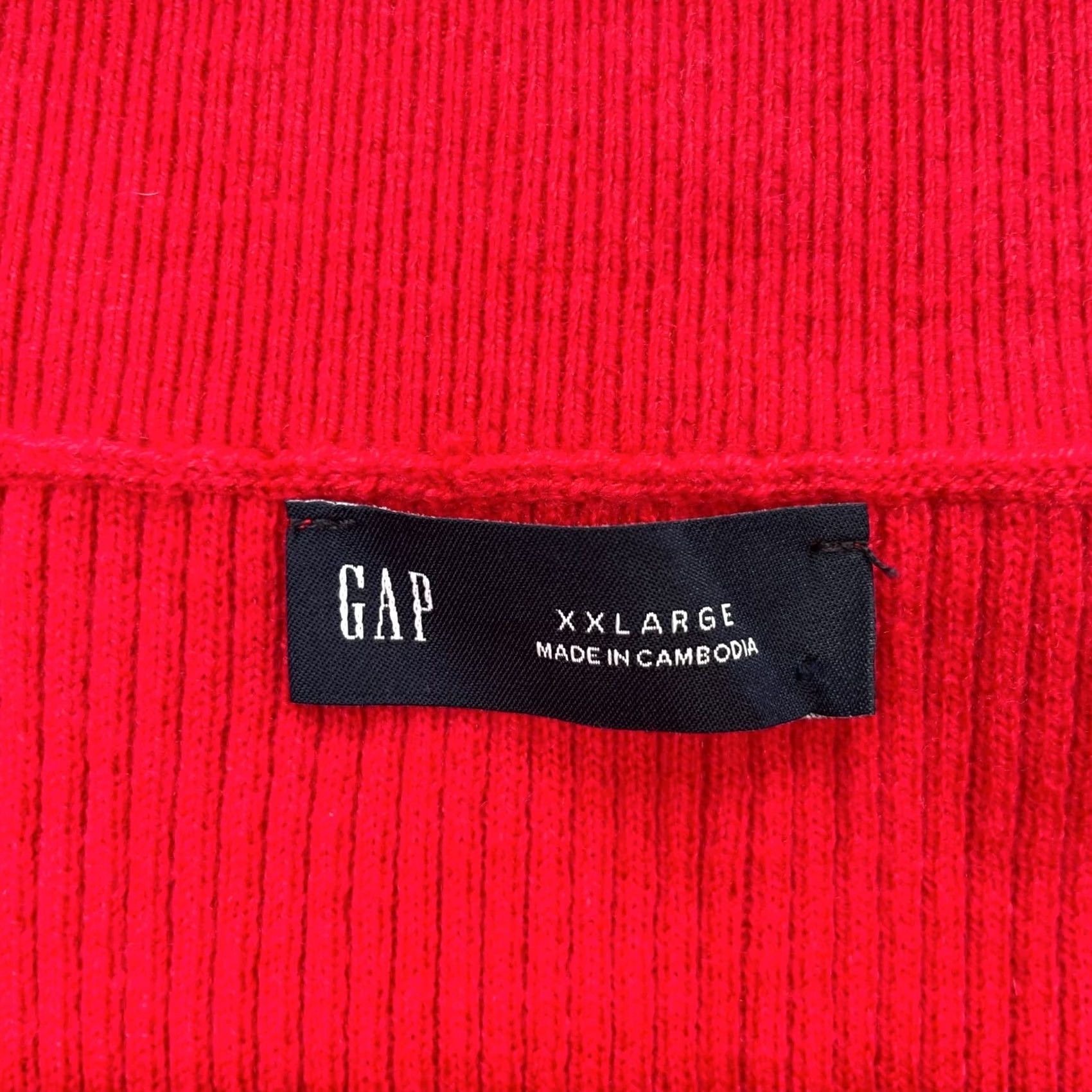 Gap Gap Sweater Womens XXL Red Off The Shoulder Ribbed Tight Knit Slim Fit Size XXL / US 16-18 / IT 52-54 - 3 Thumbnail