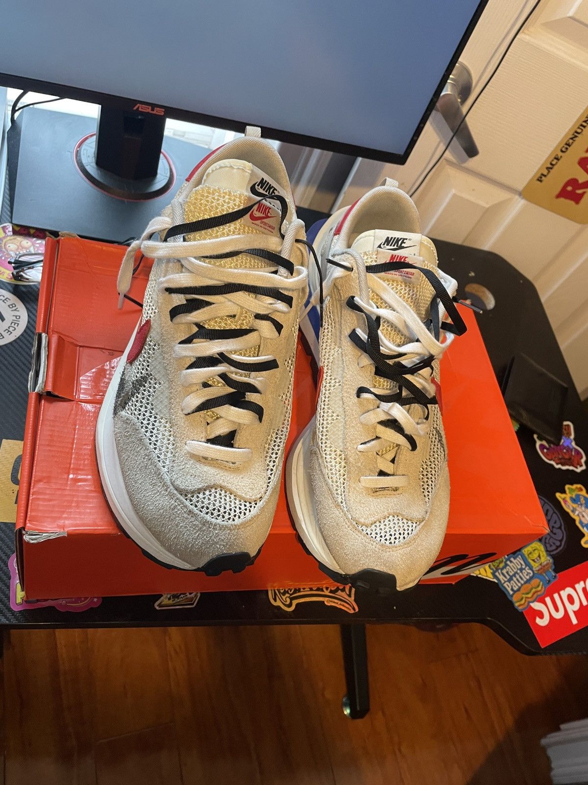 Nike × Sacai Sail Nike Sacai VaporWaffle Size US 12 / EU 45 - 1 Thumbnail