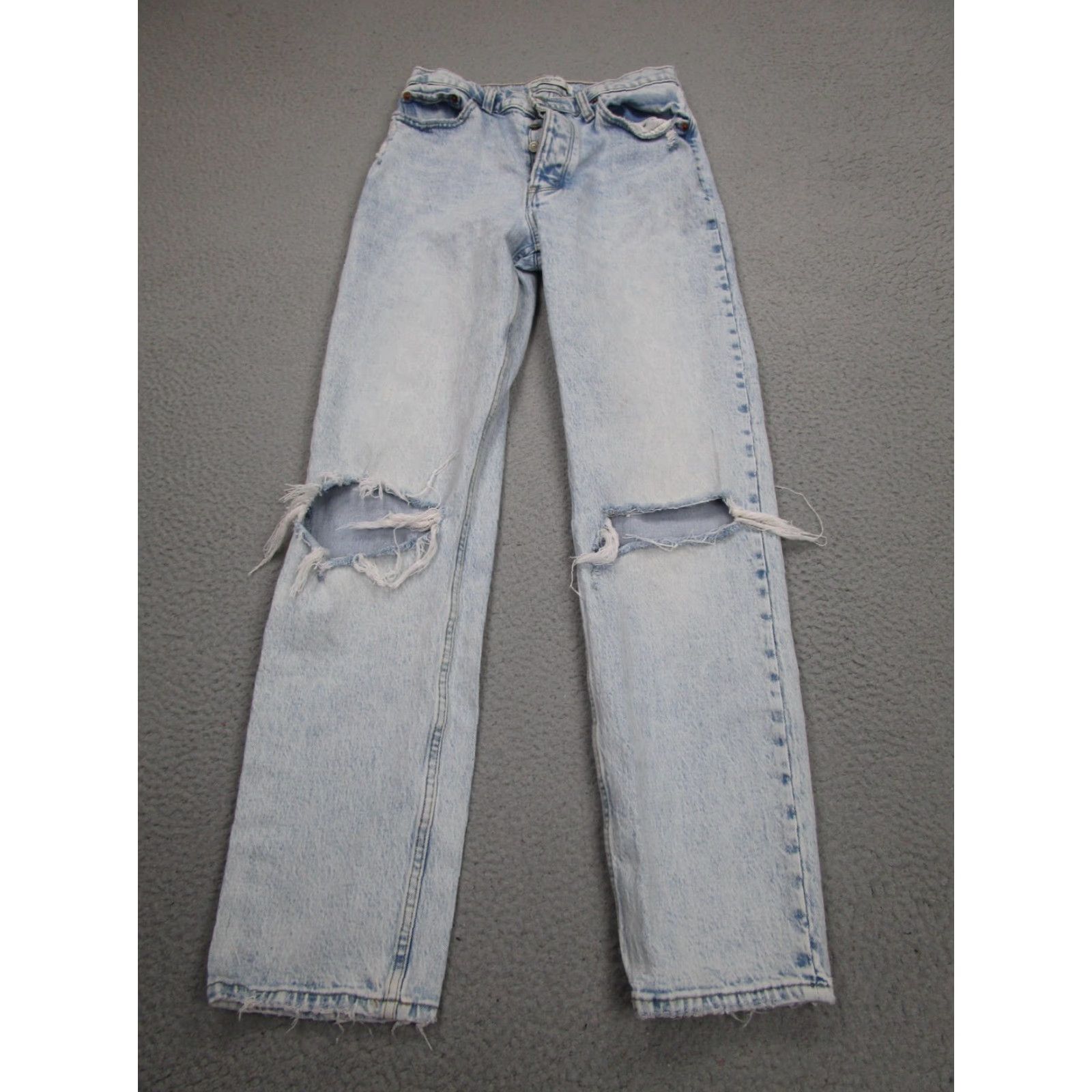 Abercrombie & Fitch Abercrombie & Fitch The Dad Jeans Womens 4L High Rise Blue Distressed Straight Size 27" / US 4 / IT 40 - 2 Thumbnail
