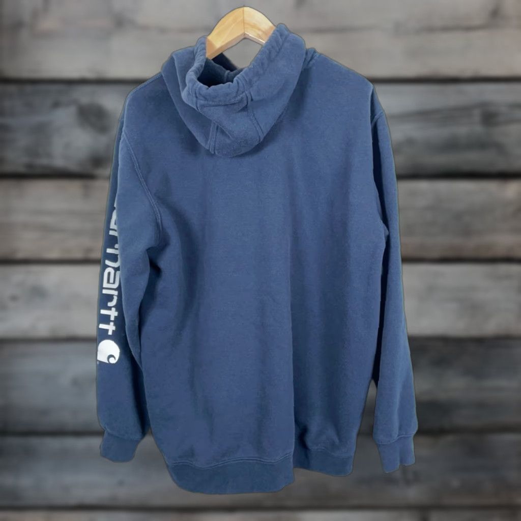 Carhartt Carhartt Hoodie Mens XL Dark Blue Color Faded Heavyweight Cotton Polyester Fleece Pullover Loose Size US XL / EU 56 / 4 - 1 Thumbnail