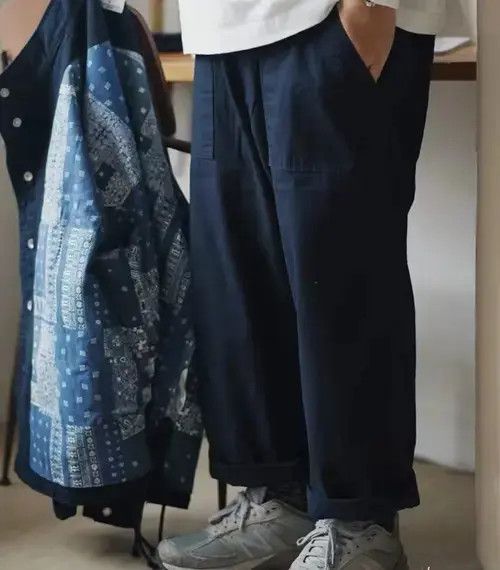 Japanese Brand 20AW Indigo Union Japan Navy Oversized Straight Leg Pants Size US 34 / EU 50 - 1 Thumbnail