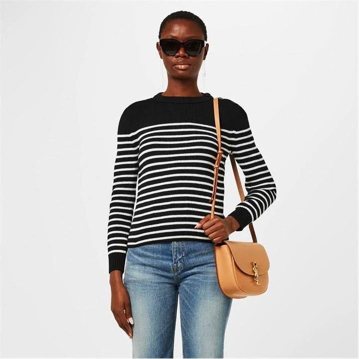 Saint Laurent Paris o1s1wg110924 High-Neck Sweater in Sailor Knit in Black/White Size S / US 4 / IT 40 - 7 Thumbnail
