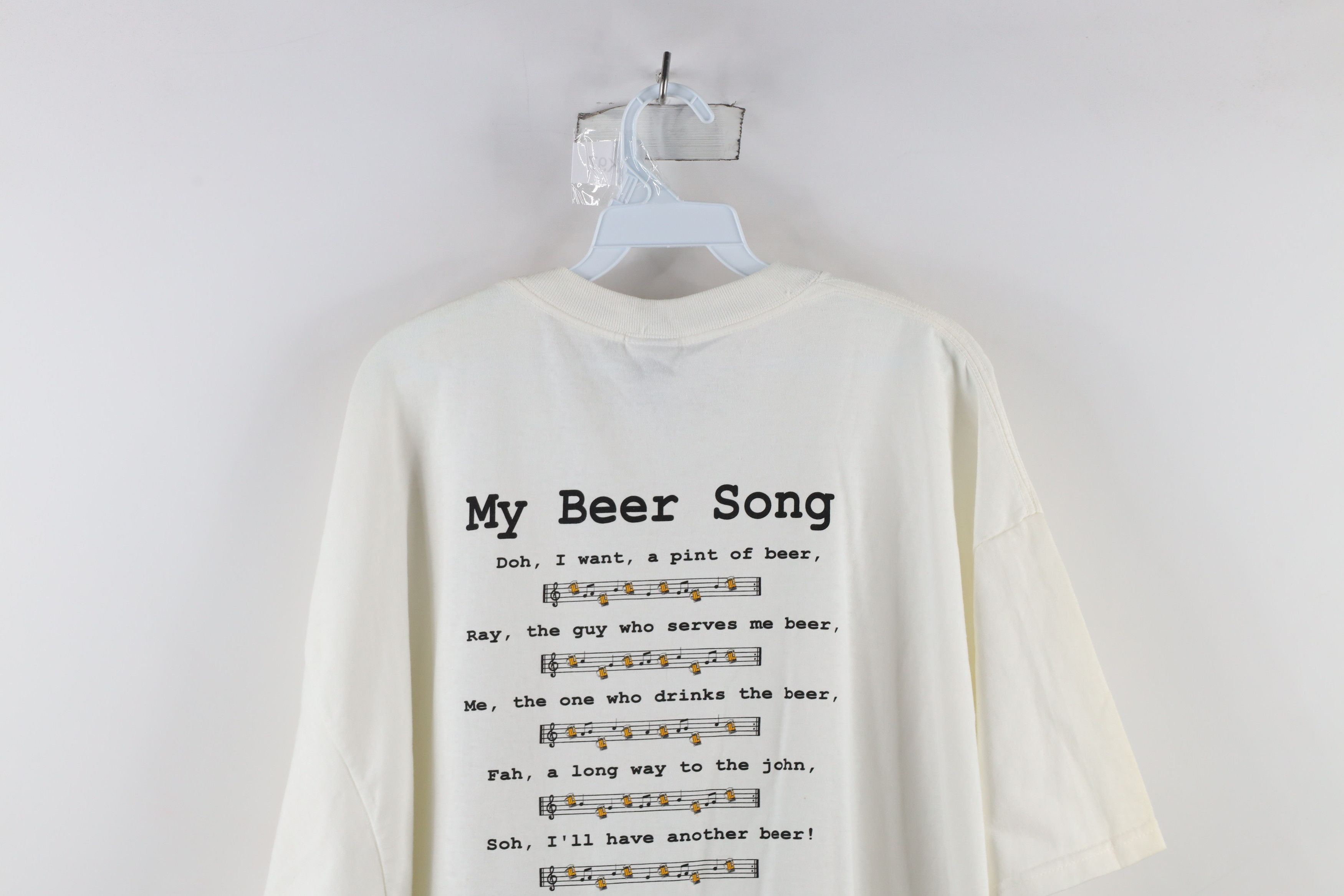 Vintage Vintage 90s Streetwear Out Funny My Beer Song T-Shirt White Size US XXL / EU 58 / 5 - 14 Thumbnail